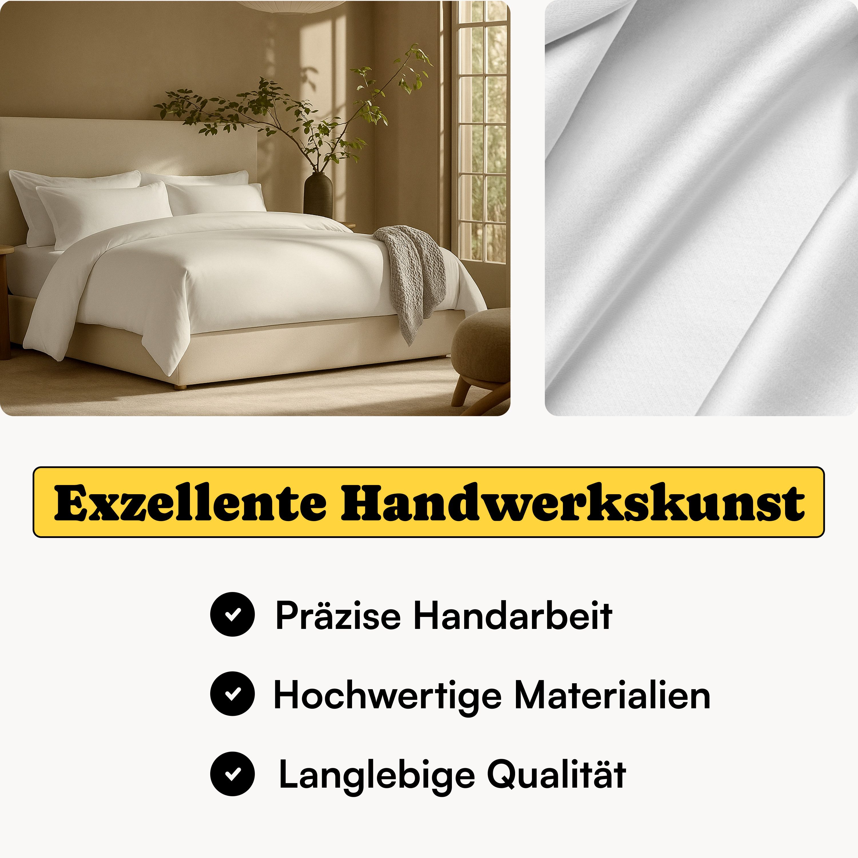 Seralino Bettwäsche Mako Satin Bettwäsche (100% Bio Baumwolle) mit Kissenbezug, 2 teilig, Fairtrade/ GOTS zertifiziert, uni Bettwäsche Set mit Reißverschluss