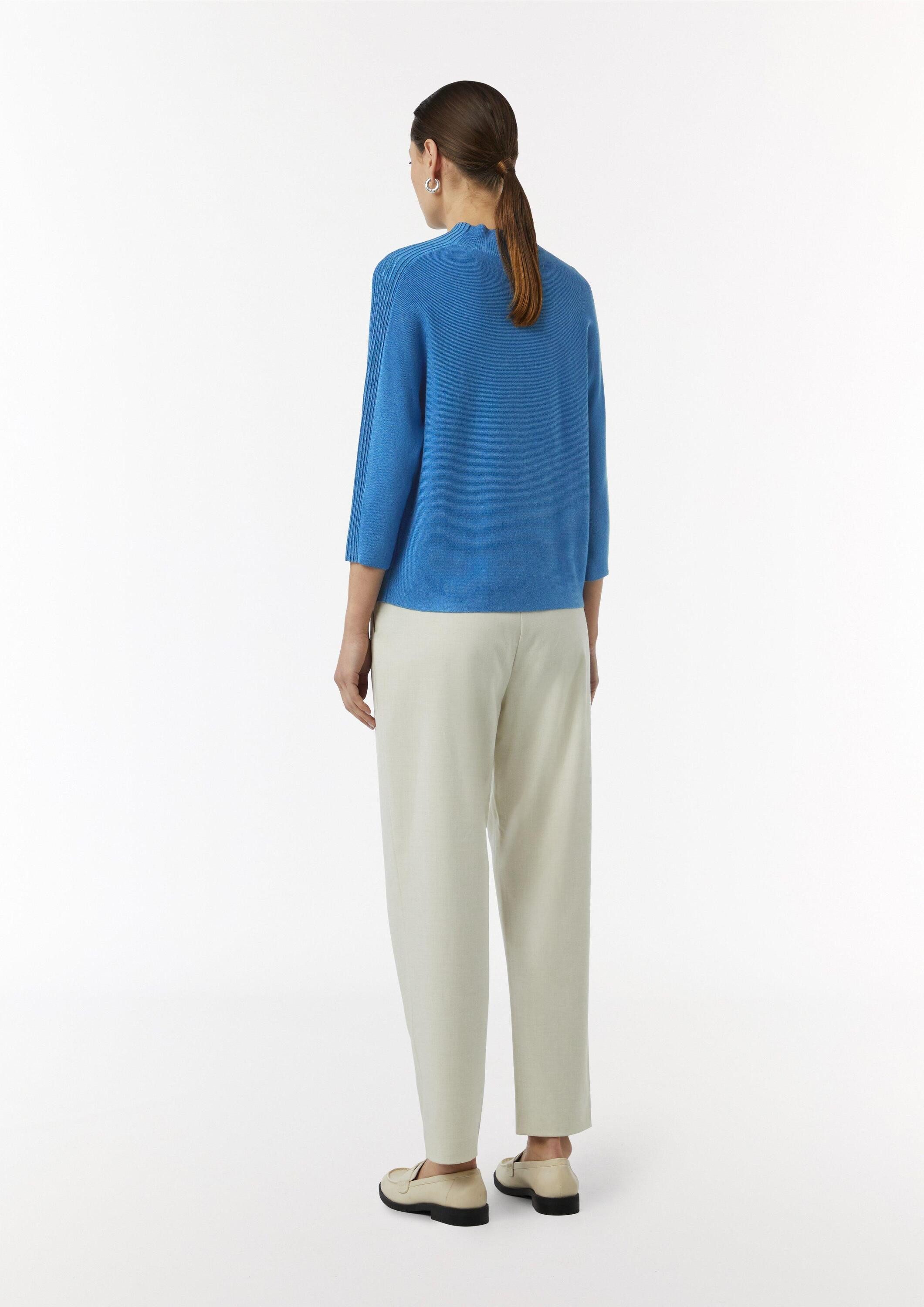 comma 3/4 Arm-Pullover Strickpullover Feinstrickpullover mit Stehkragen und Rippdetail