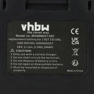 vhbw kompatibel mit Bosch UniversalLamp 18, UniversalImpact 18, Akku Li-Ion 3000 mAh (18 V)