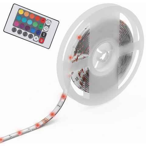 B.K.Licht LED Stripe BK_LS1180 LED Strip, 5m Lichband, LED Streifen mit Silikonbeschichtung, 150-flammig, Inkl. Fernbedienung, inkl. Farbwechsel, Selbstklebend