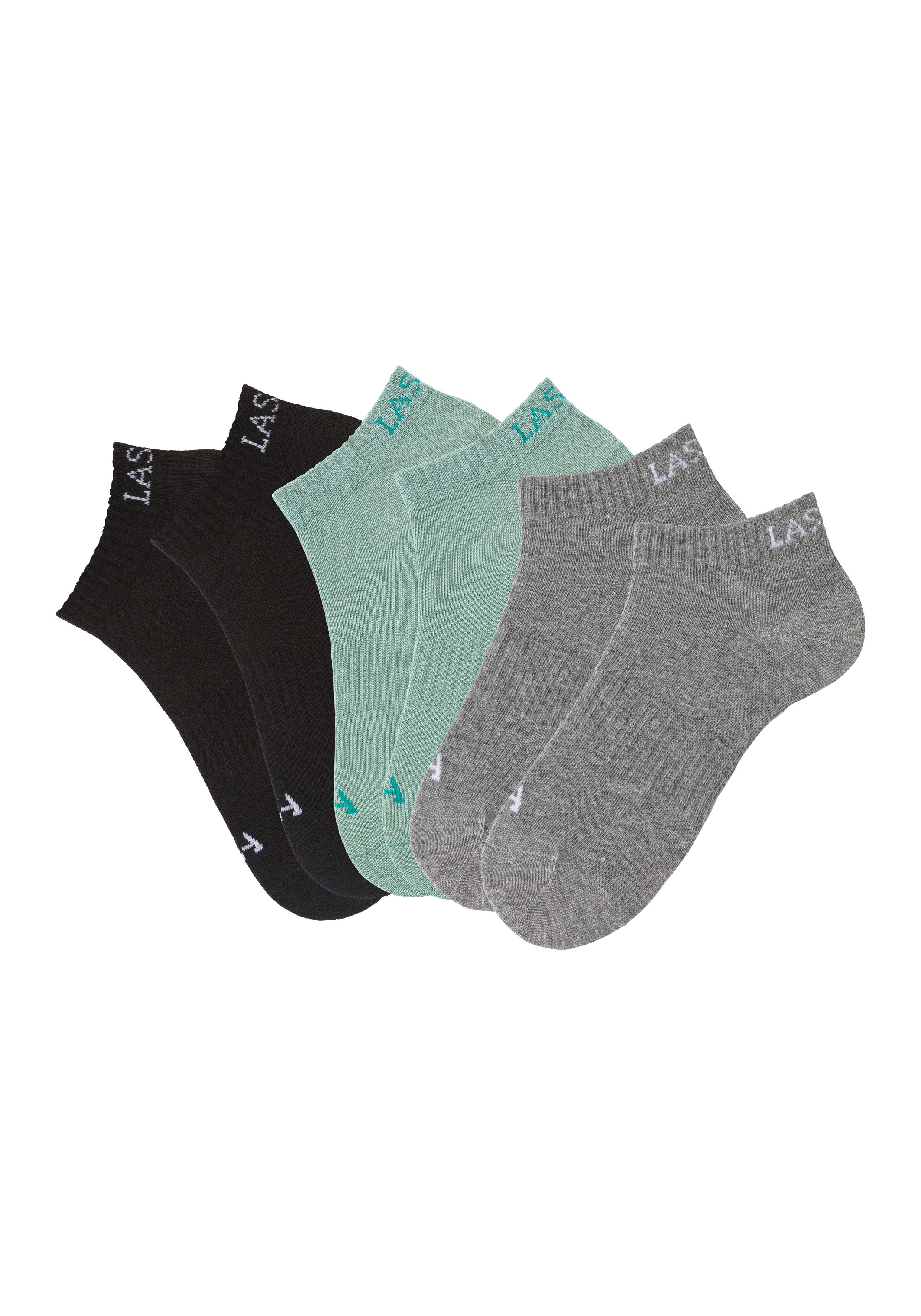 LASCANA ACTIVE Sneakersocken Damen Sportsocken, Kurzsocken ohne Frottee Laufsocken (Packung, 6-Paar, Gr. 35-38 bis 39-42) mit eingestricktem Marken Logo – Bild 2 von 5