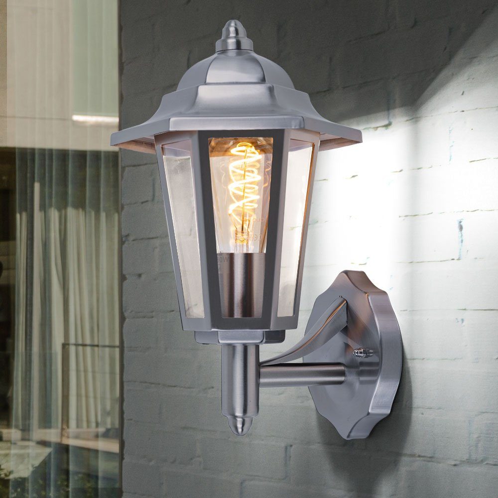 Außen-Wandleuchte, nicht silber Leuchtmittel Edelstahl Gartenlampe Laterne Wandlampe inklusive, EGLO Außenleuchte