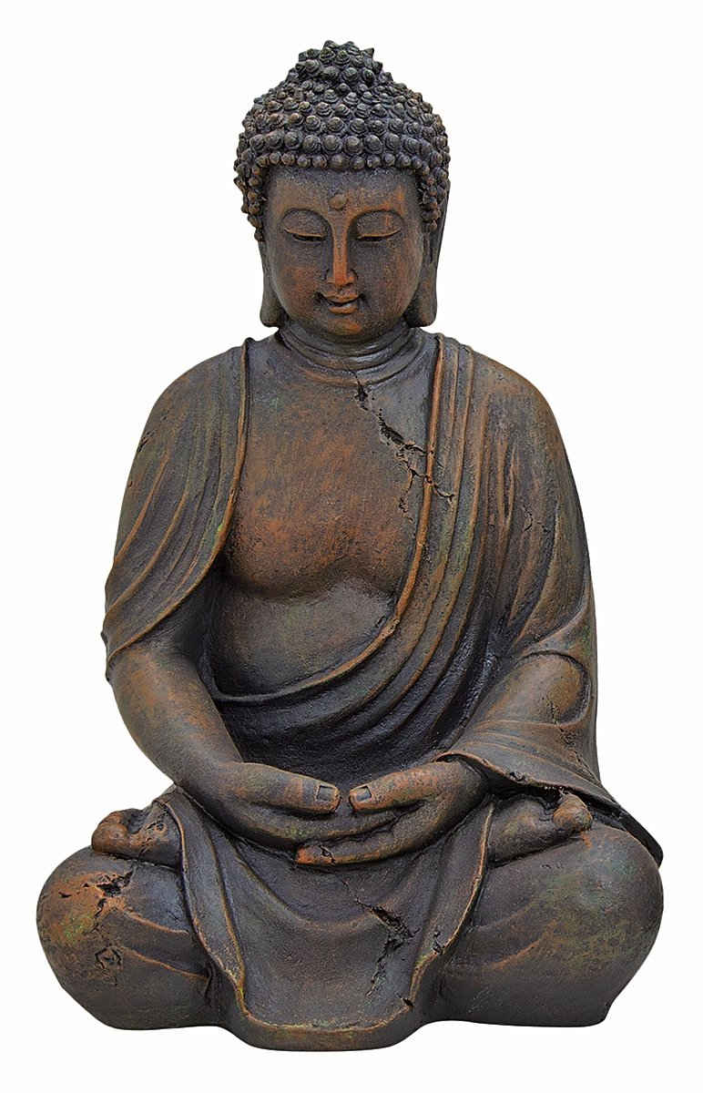 NO NAME Buddhafigur Buddhafigur im Antiklook, Braun, Skulptur, Statue, H 30 cm (1 St), Sammlerfigur