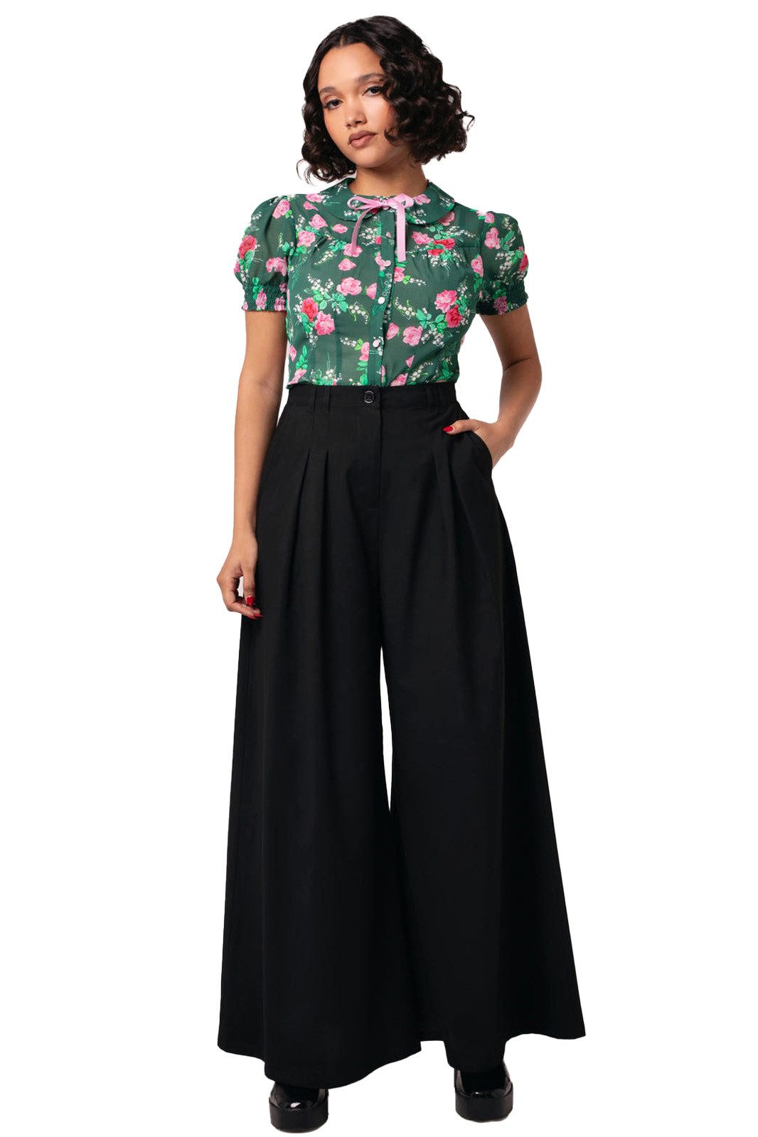 Hell Bunny Schlaghose Simone Swing Trousers Marlenehose Vintage Retro Wide günstig online kaufen