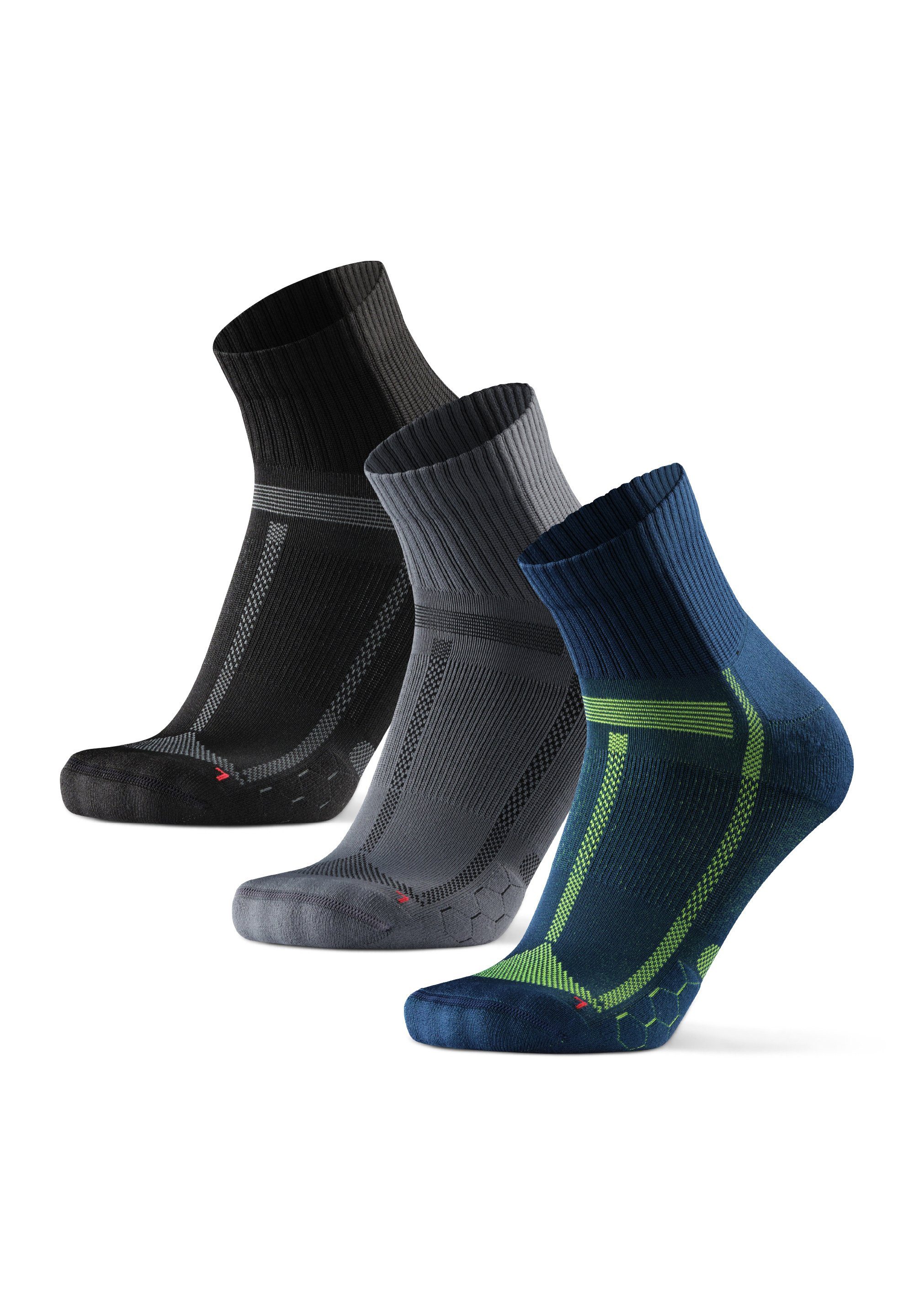 (Packung, Distance ENDURANCE 3-Paar) Running Technisch Long Laufsocken DANISH Socks Anti-Blasen, Multicolor