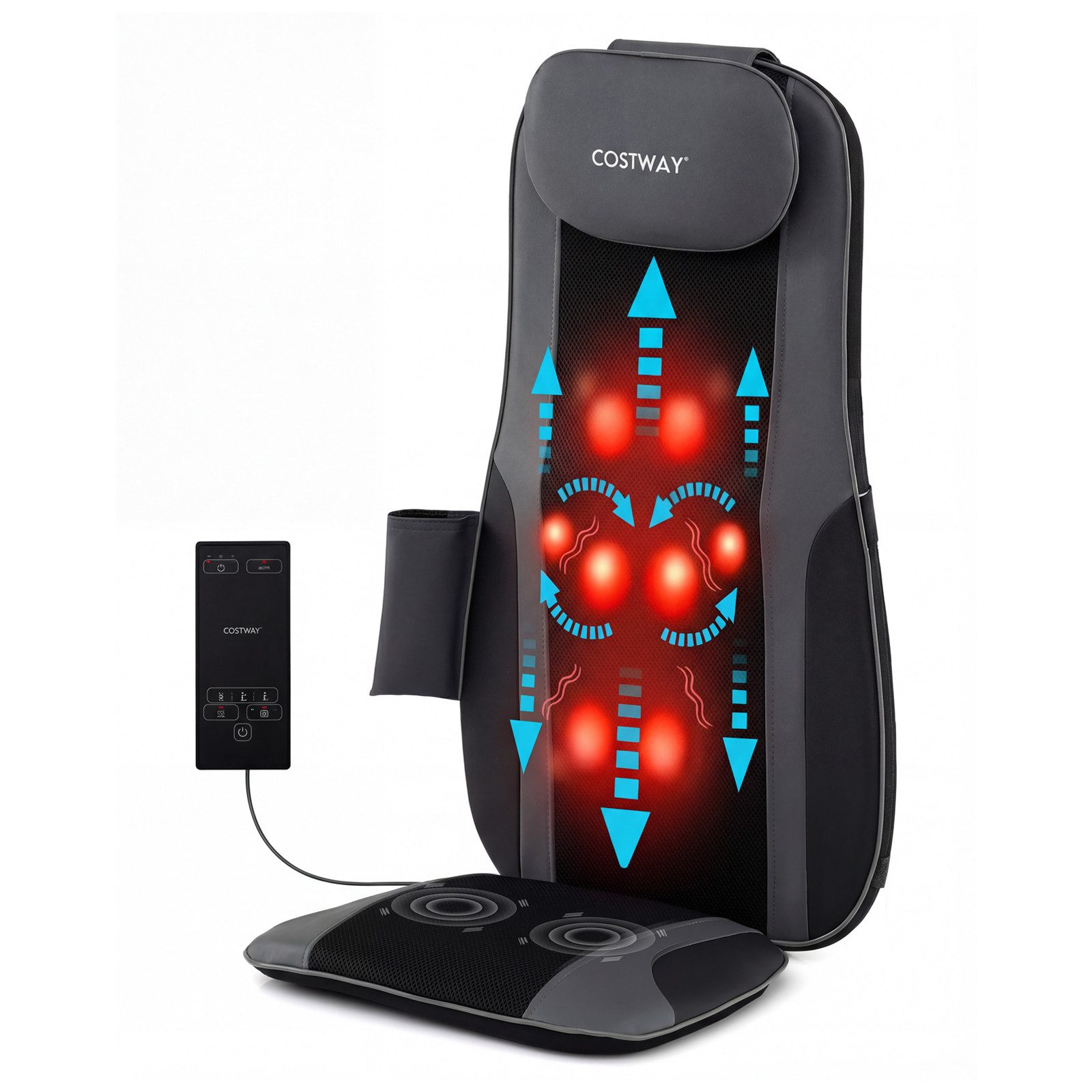 COSTWAY Massagesitzauflage, 3D-Shiatsu-Linderung mit Wärme & Vibrationen