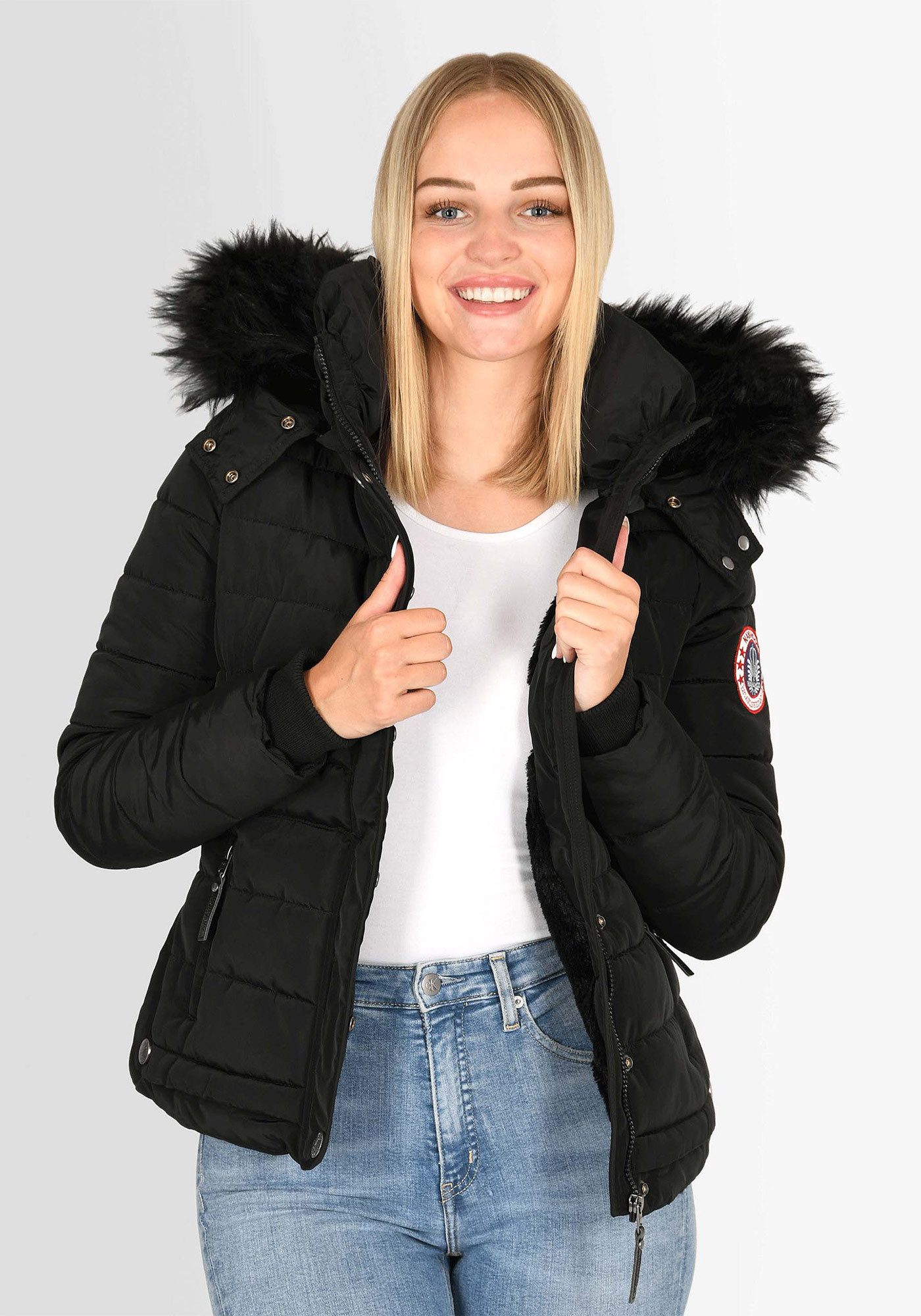 Navahoo Steppjacke Chloe hochwertige Winterjacke mit abnehmbarer Kapuze – Bild 2 von 5