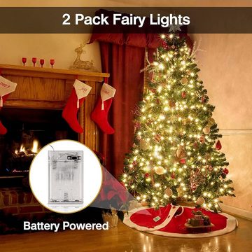 Alster Herz Lichterkette 2 x LED Lichterkette Batterie 12M 120 LED 8 Modi Wasserdicht, E007, für Zimmer, Weihnachten, Party, Hochzeit, Balkon, Innen Außen