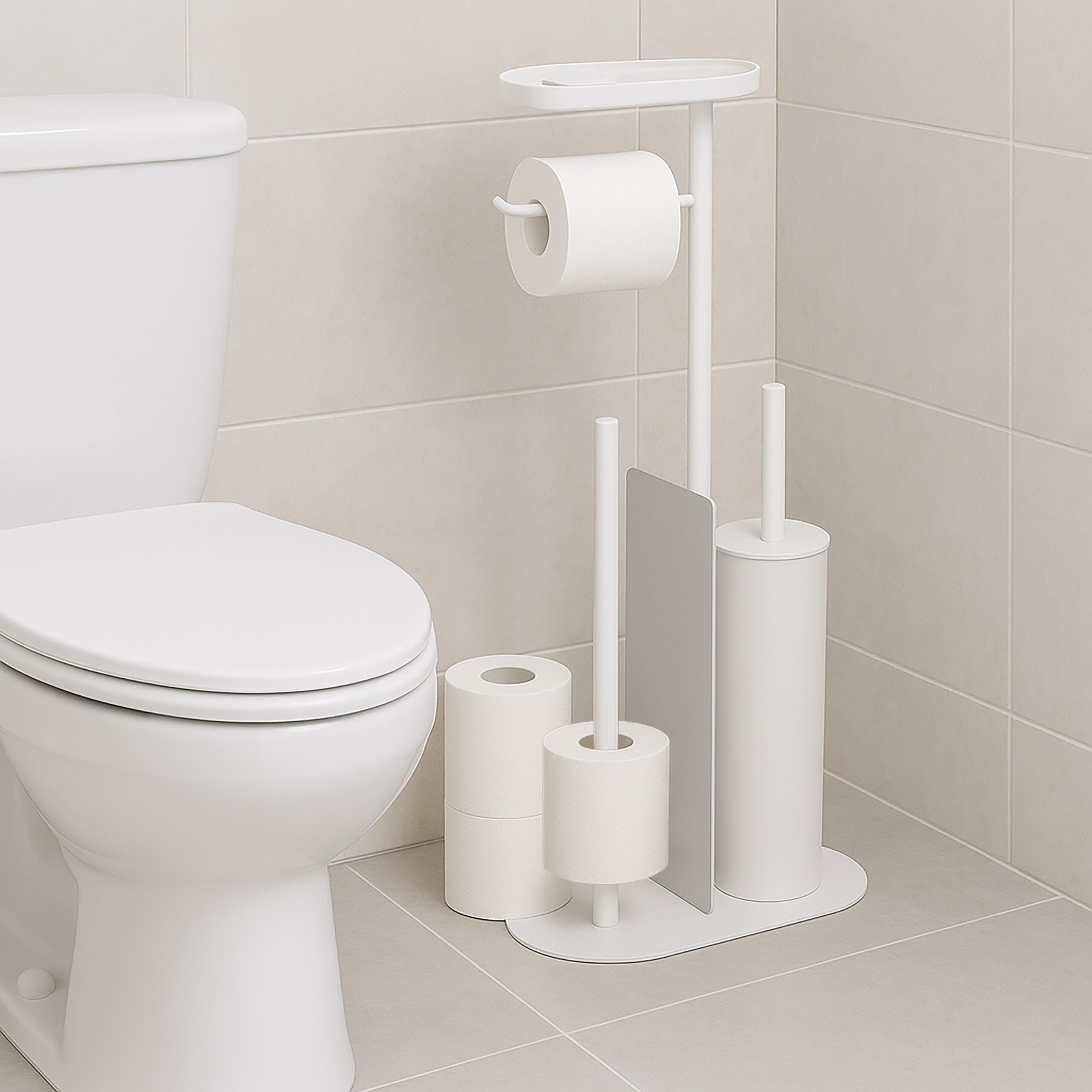 relaxdays WC-Garnitur Eisen Ablage, weiß günstig online kaufen