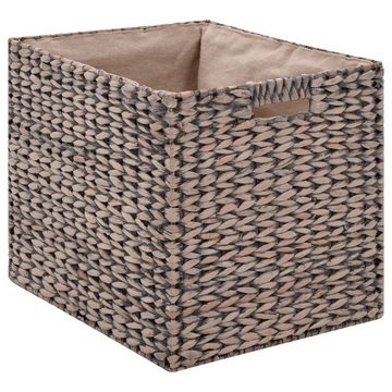 furnicato Truhenbank Sitzbank mit 2 Körben Seegras 71 x 40 x 42 cm Grau