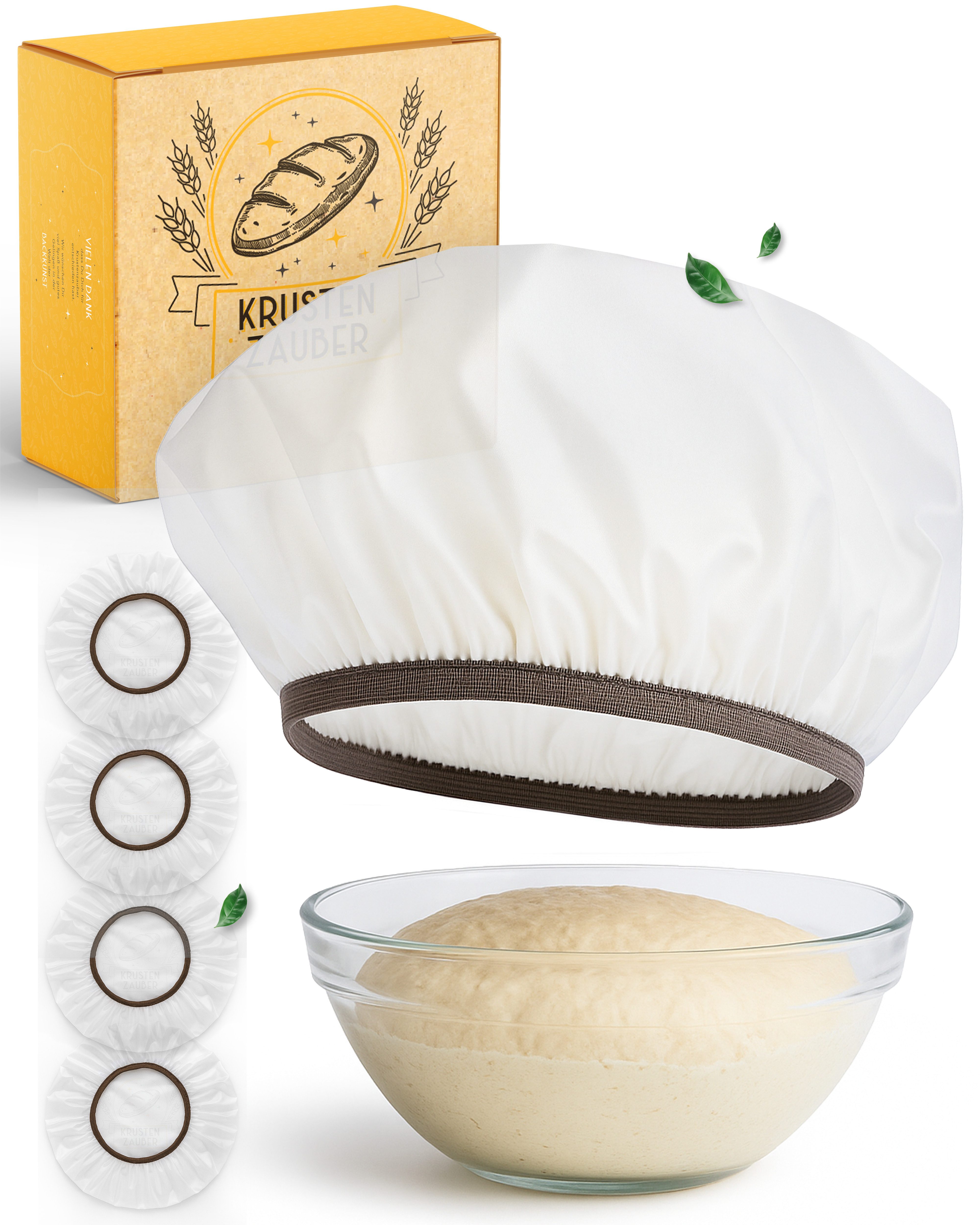 Krustenzauber Backmatte Zubehör - Brotschlingen, Schneebesen, Backmatte, Teig Reinigungstücher, 4x Abdeckhaube