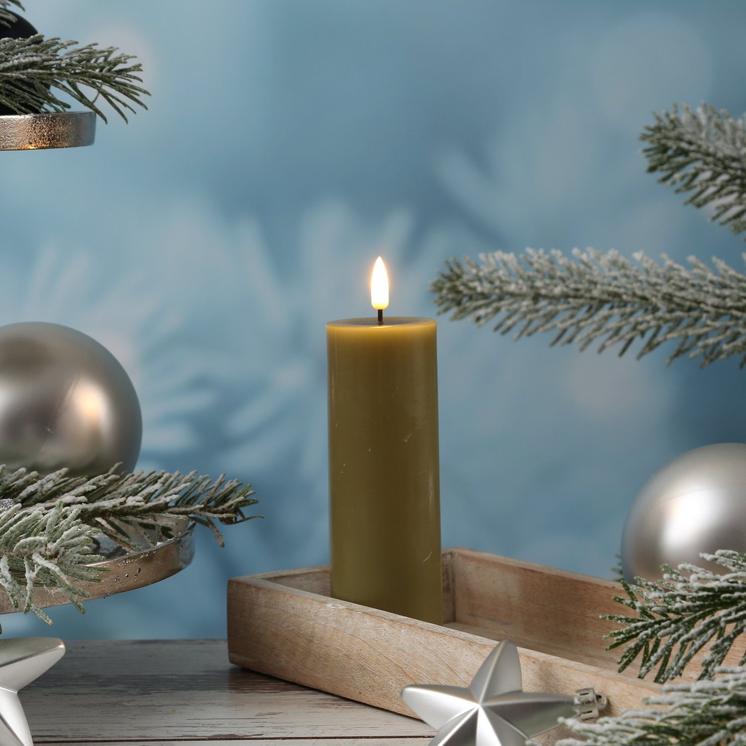 Deluxe Homeart LED-Kerze Mia Echtwachs Wachsspiegel flackernd H: 15cm D: 5c günstig online kaufen