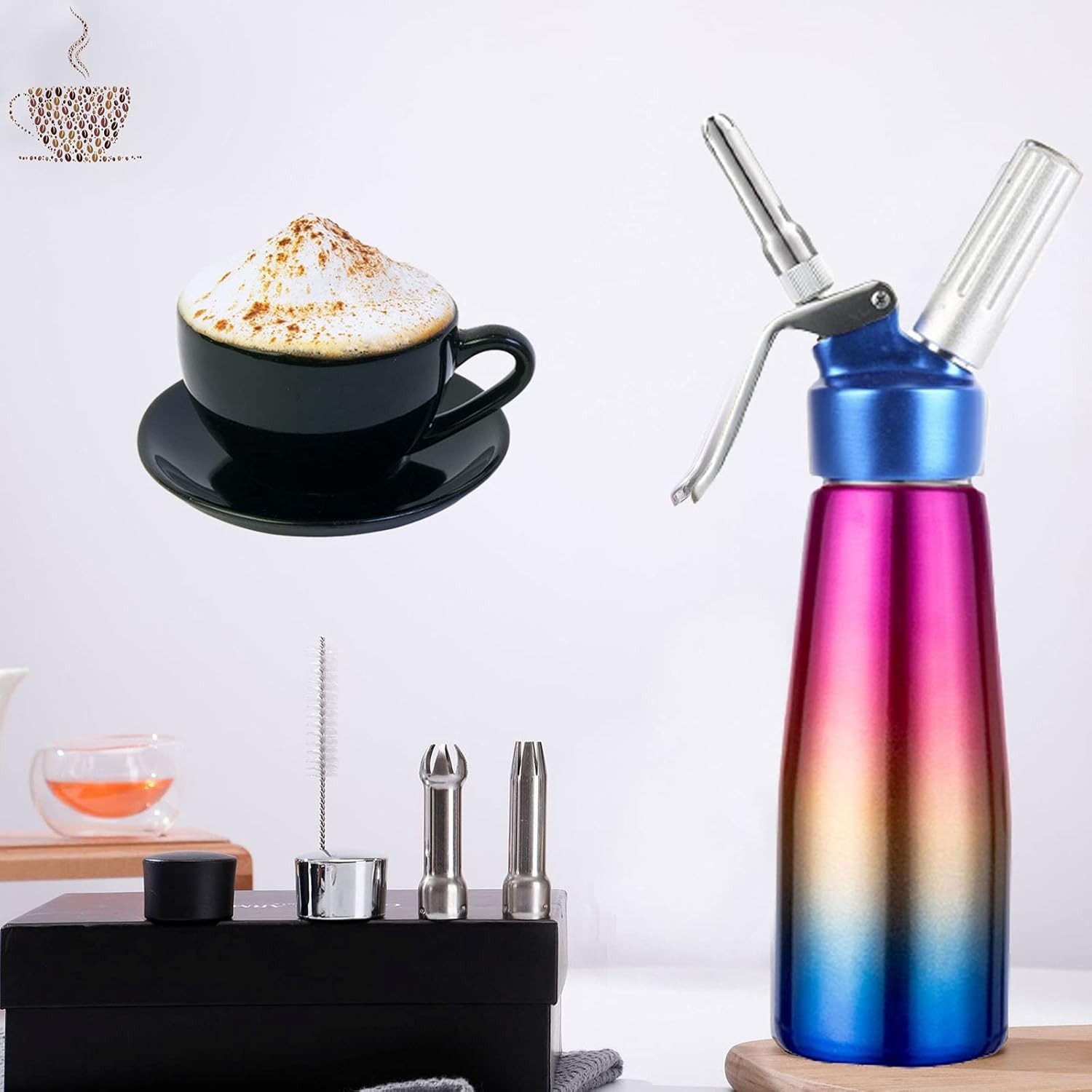 FELIXLEO Sahnesyphon 500ml Sahnespender Edelstahl Profi Sahnesyphon für Desserts, (1-tlg)