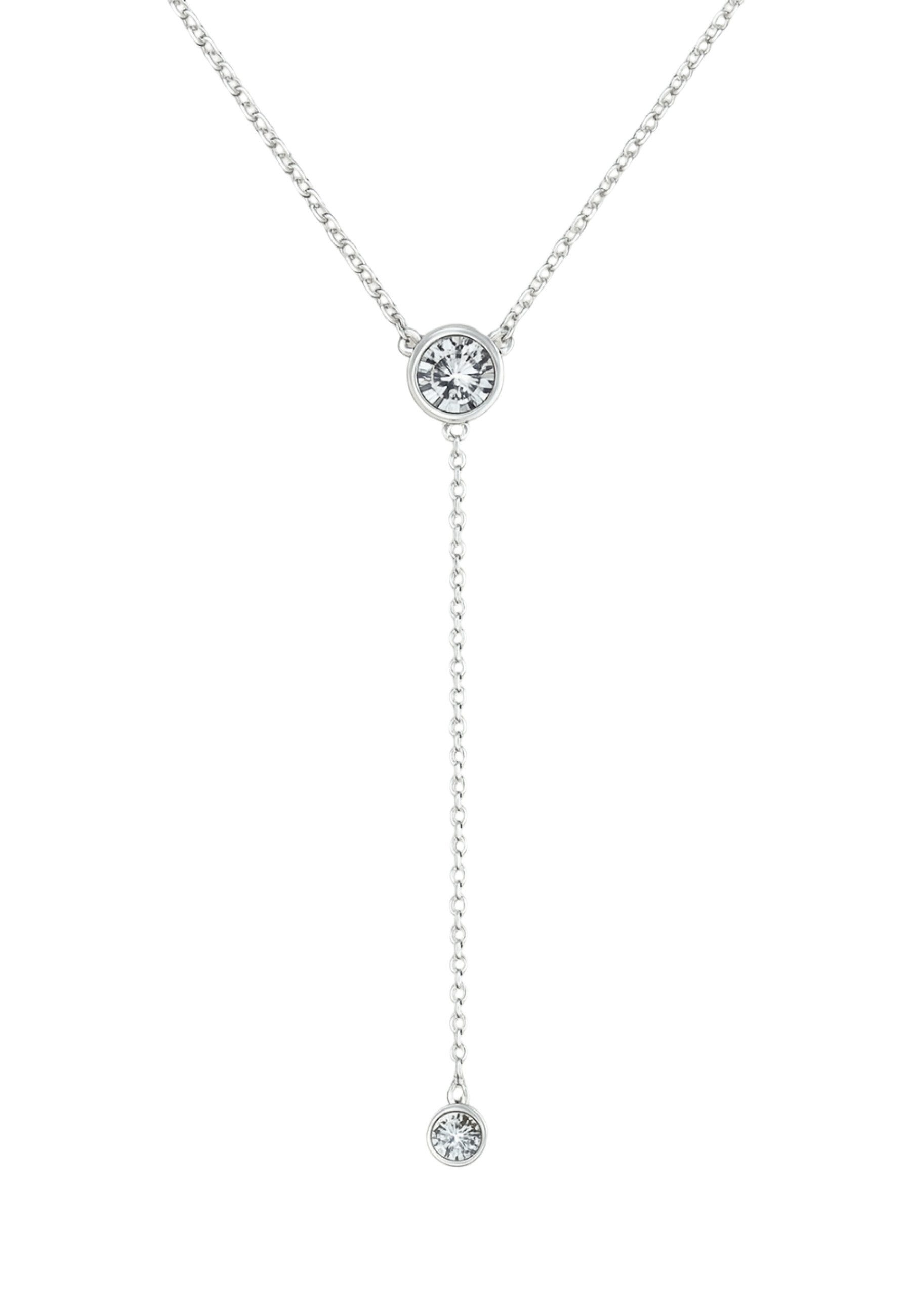 S&T Design Silberkette Damen 925 Silber Halskette Lang VVS1 Moissanite Diamant (Geschenkebox (Etui), Geschenk für Damen und Frau), Kette Lang Runde Steine 14K Weißgold Vergoldet
