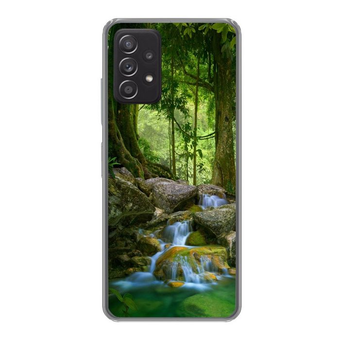 MuchoWow Handyhülle Dschungel - Steine - Wasser - Natur - Pflanzen Handyhülle Telefonhülle Samsung Galaxy A73