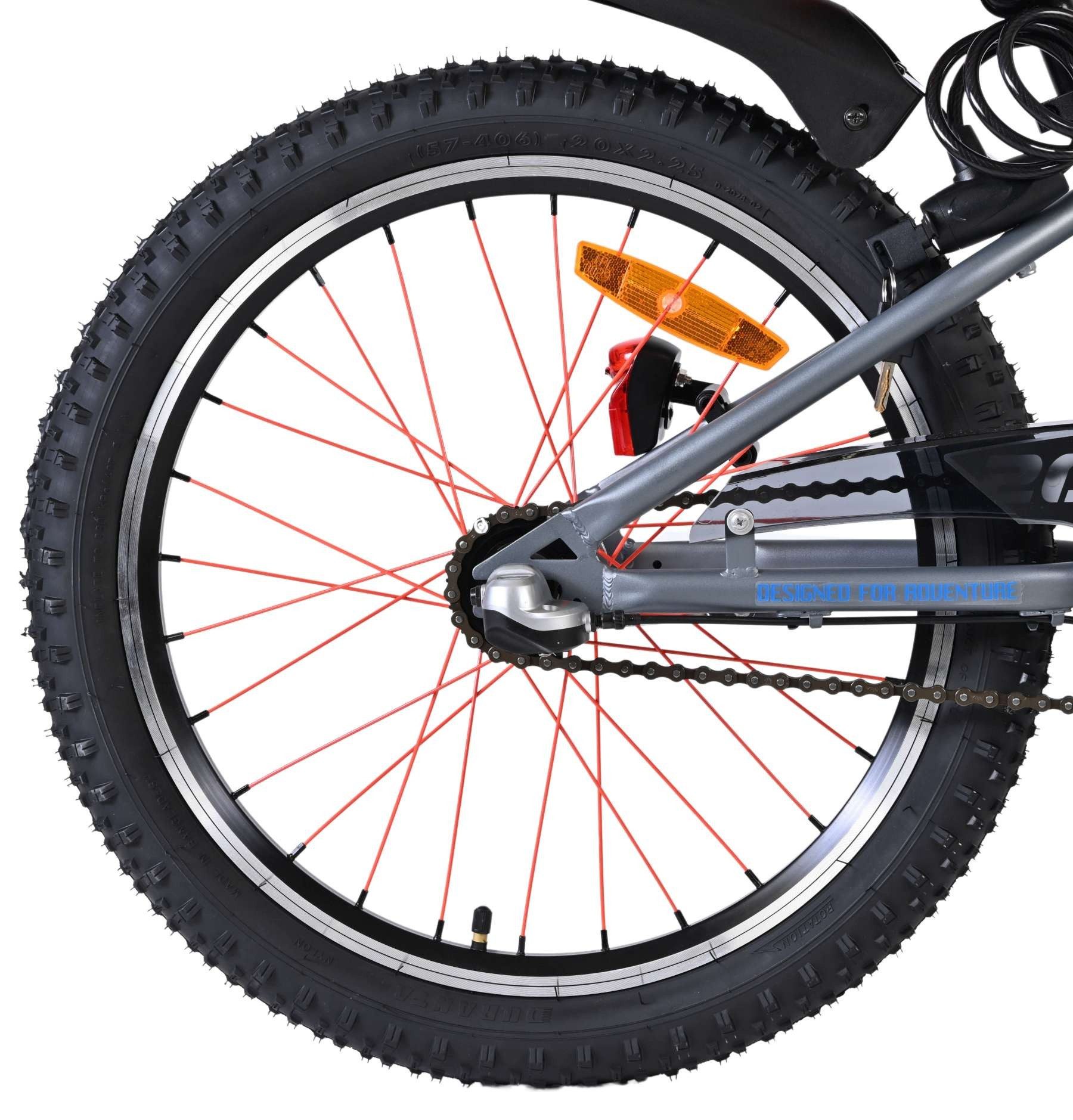 Volare Kinderfahrrad Rocky Jungen 20 Zoll Blau/Grau – 3 Gänge, Handbremsen, 5 cm; 85 % montiert, separates Kabelschloss inklusive