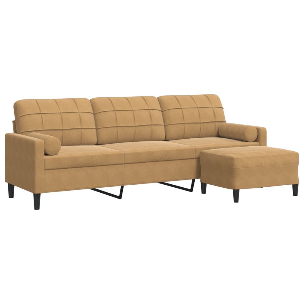 vidaXL Sofa 3-Sitzer-Sofa mit Hocker Braun günstig online kaufen