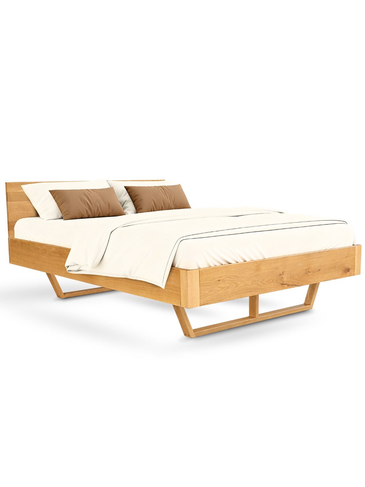 holz4home® Bettgestell Massivholzbett Eiche I Holzbett Massiv Eichenholz Metall-/ Holzbeine, Massivholz