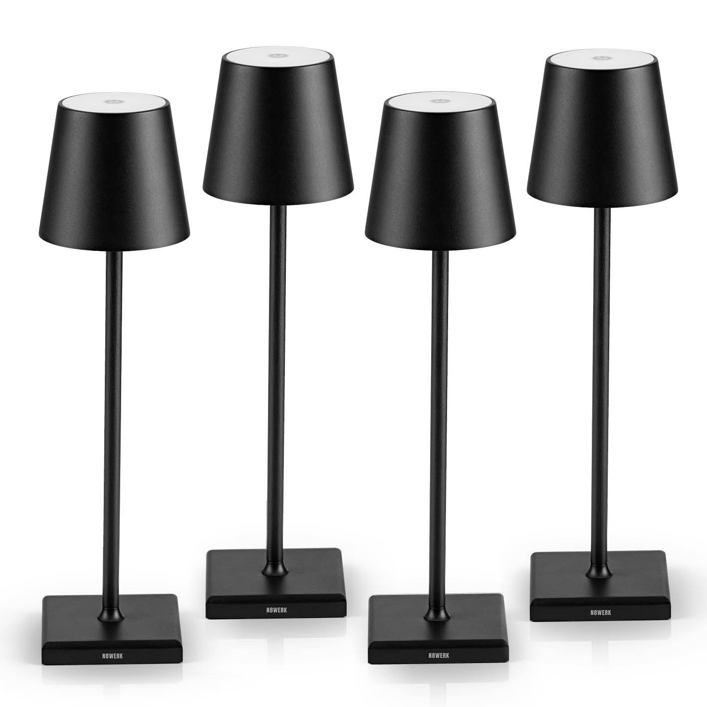 N8WERK LED Tischleuchte LEDAkkuTischlampe 4er Set schwarz