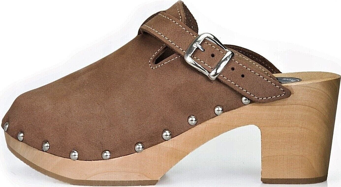 em-ka Damen Holzclog Clog Leder Holzschuhe Pantoletten Gesundheitsschuhe Clog Orthopädisches Profil, Sohle aus Lindenholz, Holzschuhe, Gesundheitschuhe, teilweise HANDARBEIT