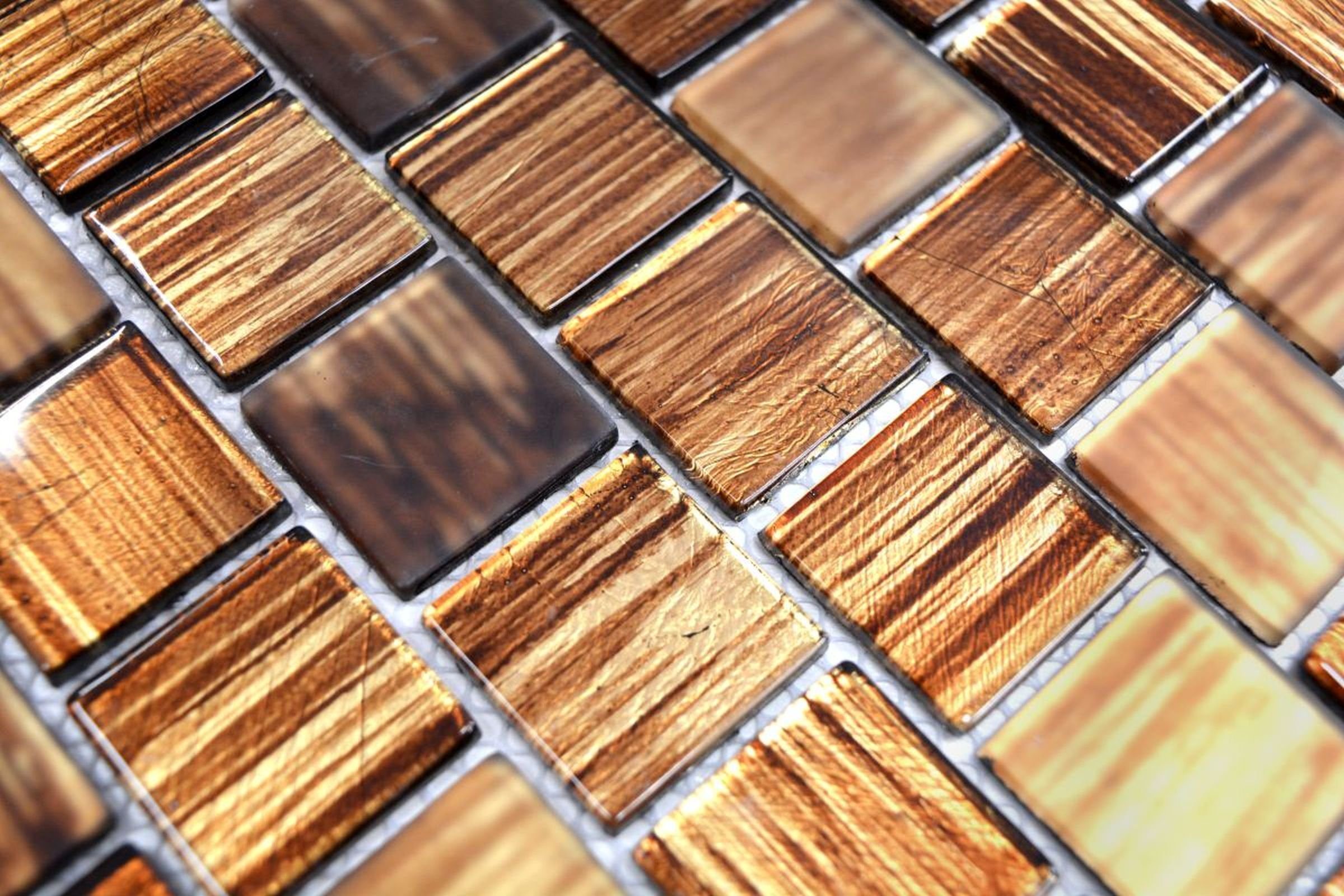 Thumbnail - Mosani Mosaikfliesen Glasmosaik Mosaikfliesen Milchglas gold gelb braun klar matt