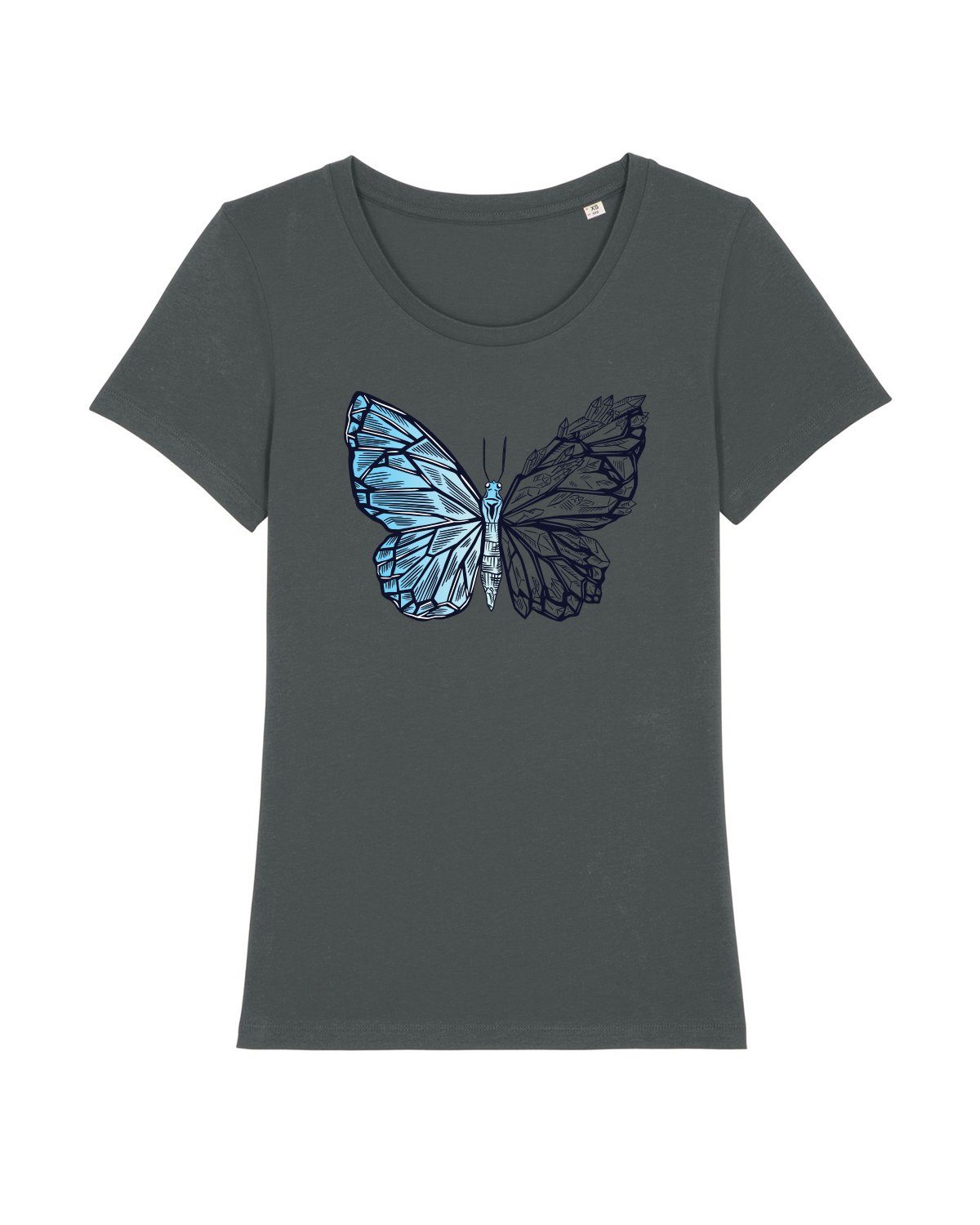 (1-tlg) Crystal Apparel Butterfly antrazit Print-Shirt wat?