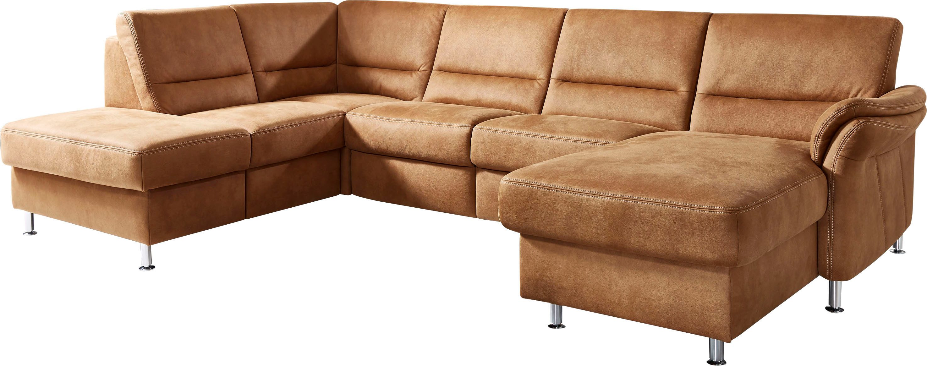 Die PlanBar Wohnlandschaft ZE-EM16033 U-Form, Breite 316 cm, 4 Teile, wahlweise mit Kopfstützen und echt bezogenem Rücken