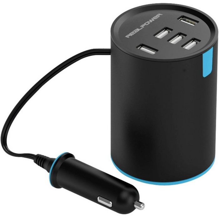 Realpower car charger Tube 5 5-Port USB KFZ-Ladestation für USB-Ladegerät