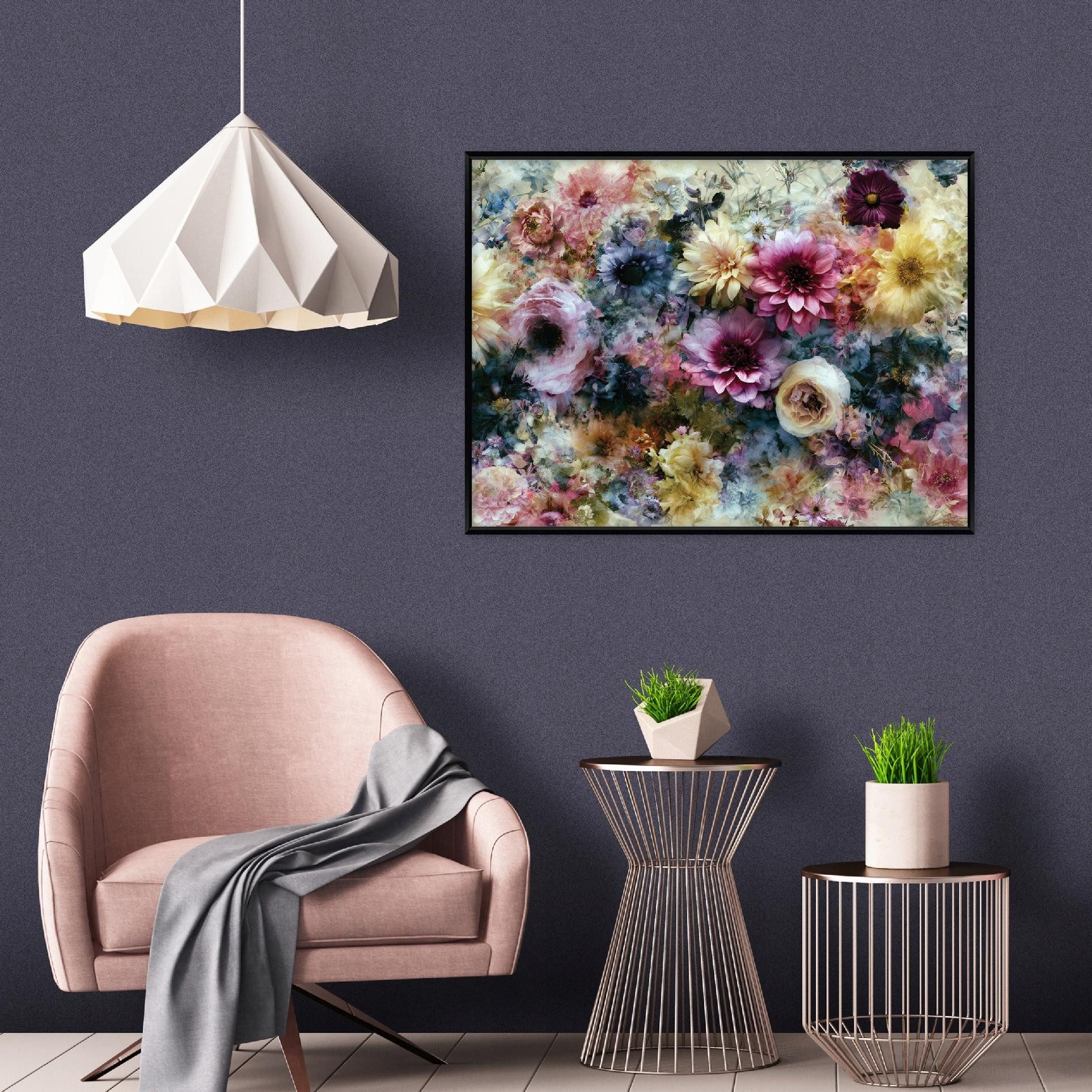 Wallarena Leinwandbild Blumen gerahmt UV-beständig Schlafzimmer Wohnzimmer 40x30 cm, Blumen, 40 x 30 cm