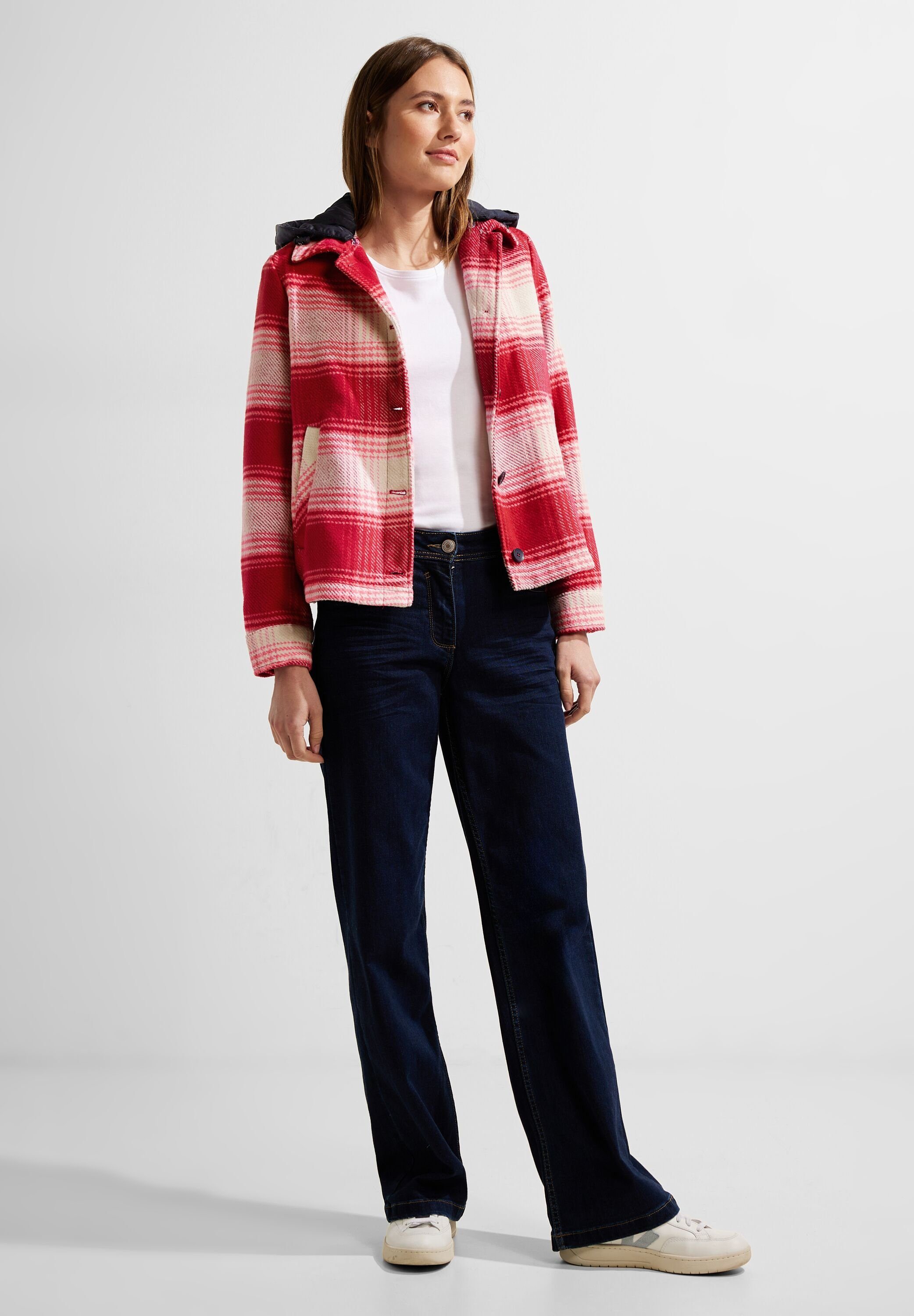 CECIL Kapuzenfleecejacke mit Knopfleiste