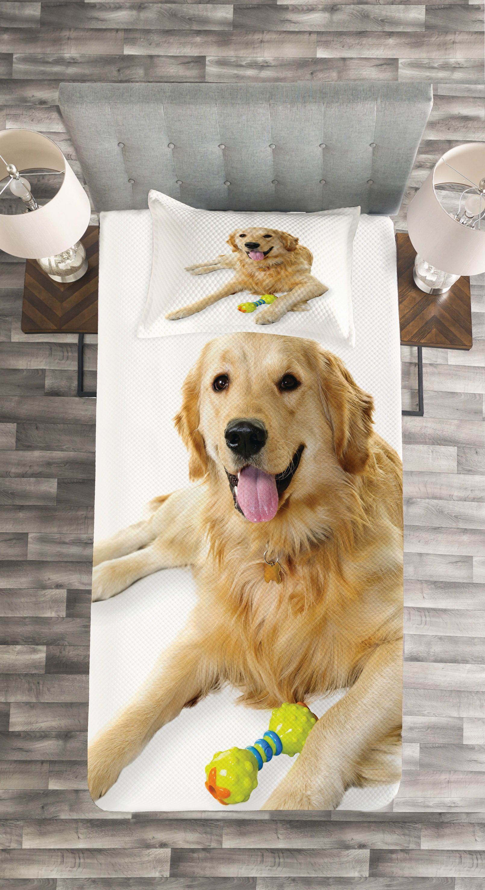 Hund Retriever Kissenbezügen Abakuhaus, Golden mit Tagesdecke Waschbar, Set Spielzeug