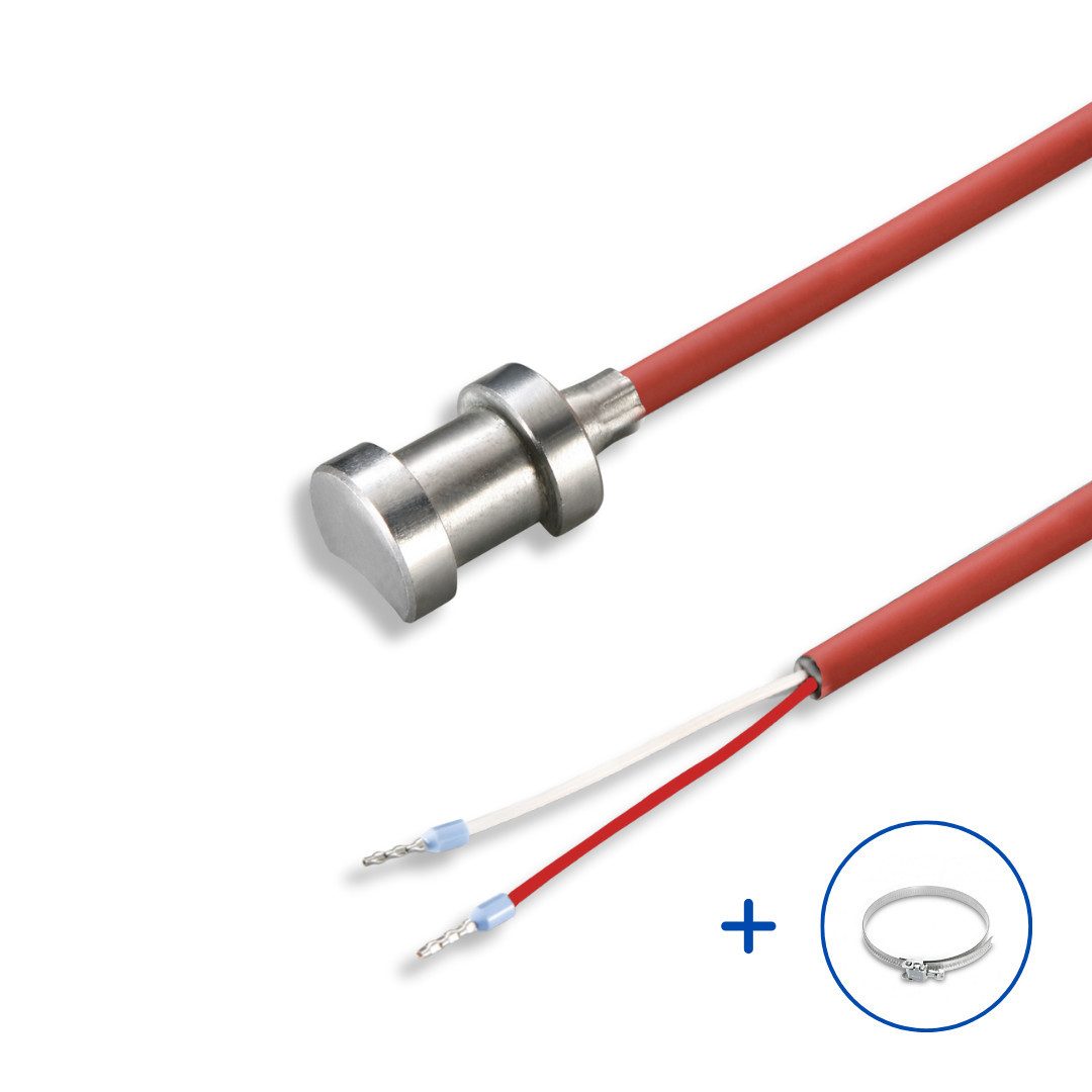 Sensorshop24 Sensor Rohranlegefühler mit Silikon Leitung Temperaturfühler