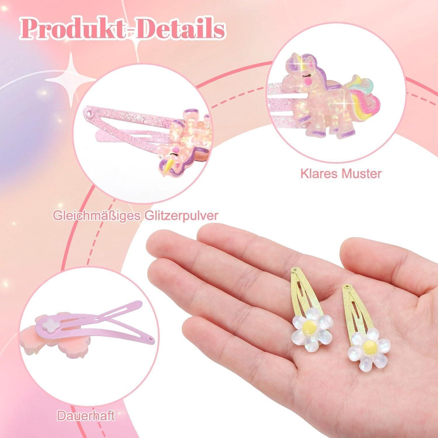 LuxusKollektion Haarspange 16 Stück Mädchen Glitzer Haarspangen Unicorn Meerjungfrau Blumen