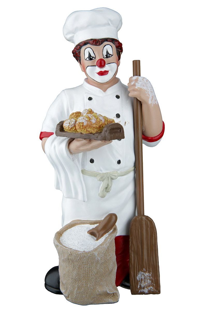 Gildeclowns Comicfigur Clown Dekofigur Ofenfrisch Bäcker Weiß 15 cm Kunstharz (1 St)