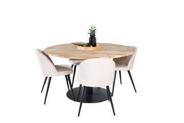 ebuy24 Essgruppe Cirebon140 Essgruppe Esstisch Teak und 4 Velvet Es, (5-tlg)