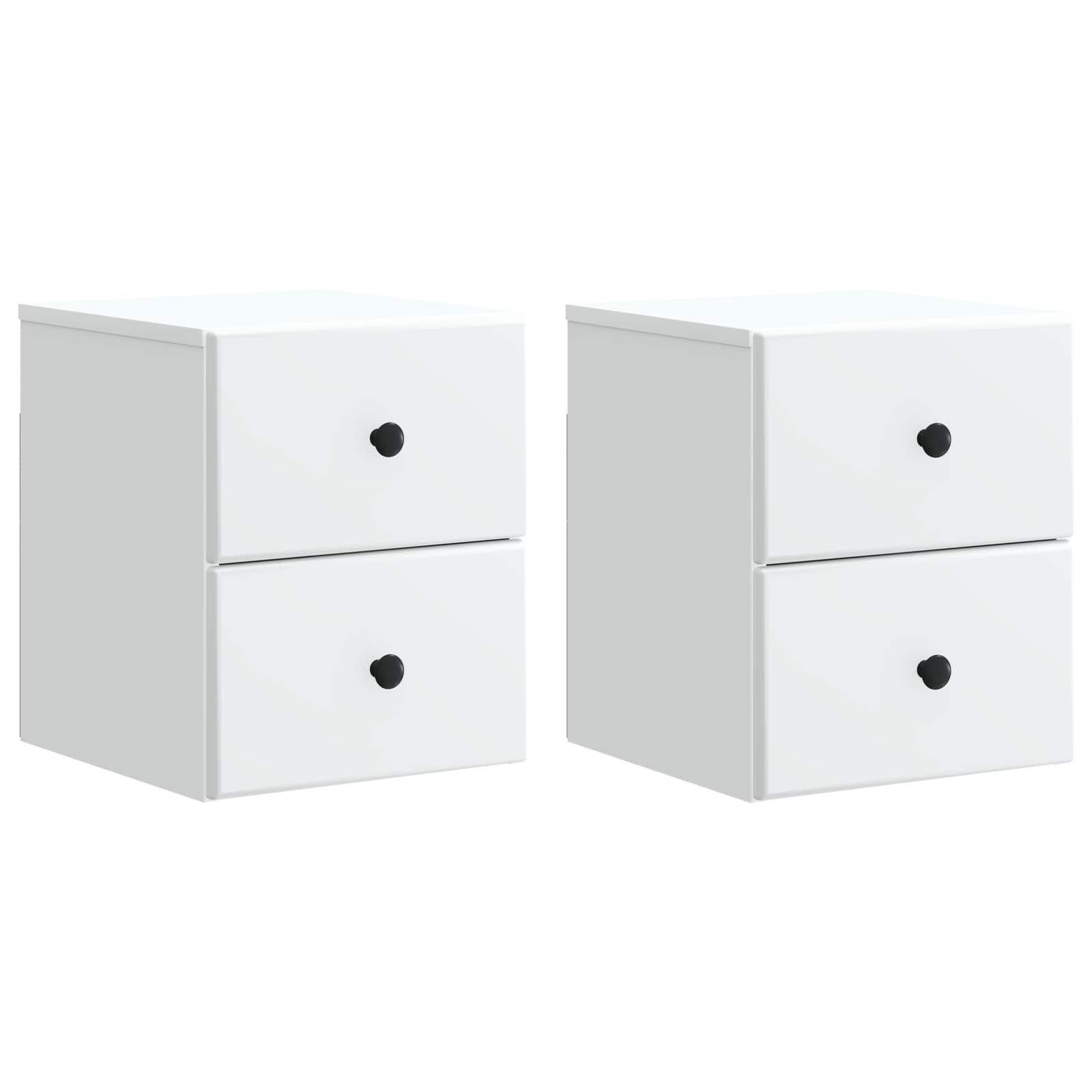 vidaXL Nachttisch 34,5 x 33 x 40 cm Nachttisch hängend 2er Set Nachtschrank Weiß 34,5x3