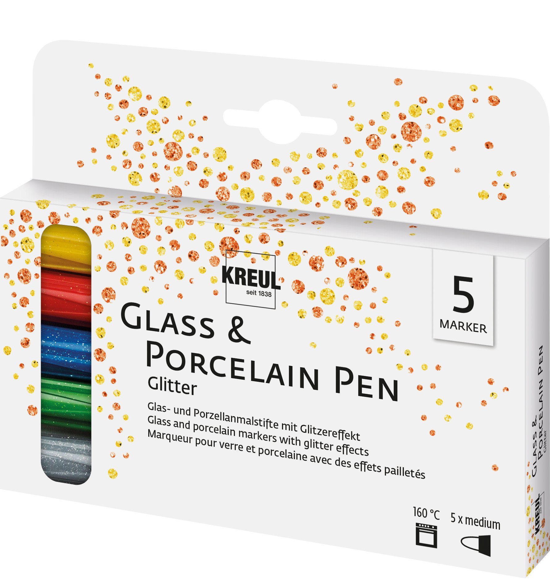 Kreul Lackmarker Porzellan- & Glasmalstift Glass & Porcelain Pen -, 5er-Set