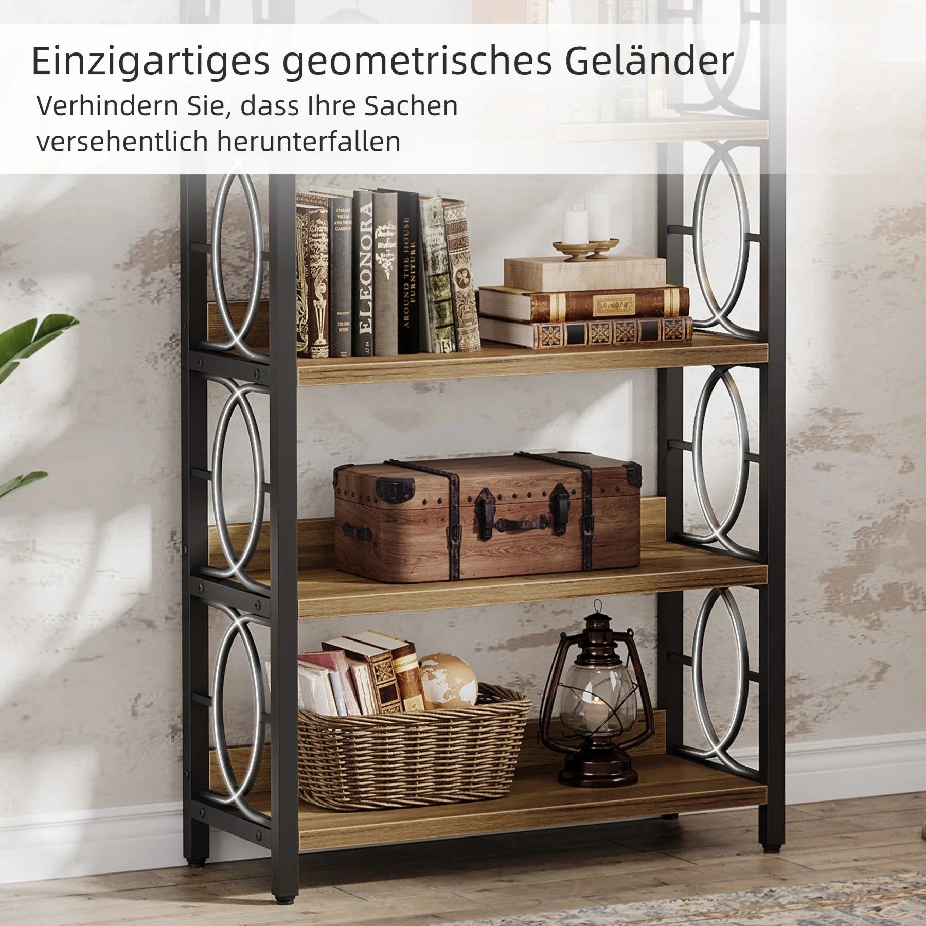 Tribesigns Bücherregal Vintage Standregal, 6-Tier freistehende Display Regal mit Metallrahmen – Bild 5 von 5