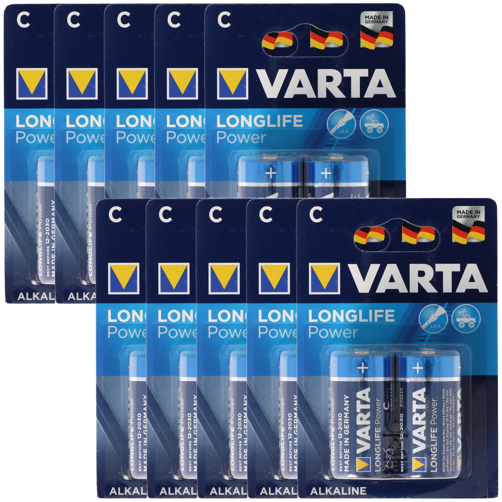 VARTA Varta Longlife Power (ehem. High Energy) Baby C Batterie 4914 10x 2er Batterie, (1,5 V)