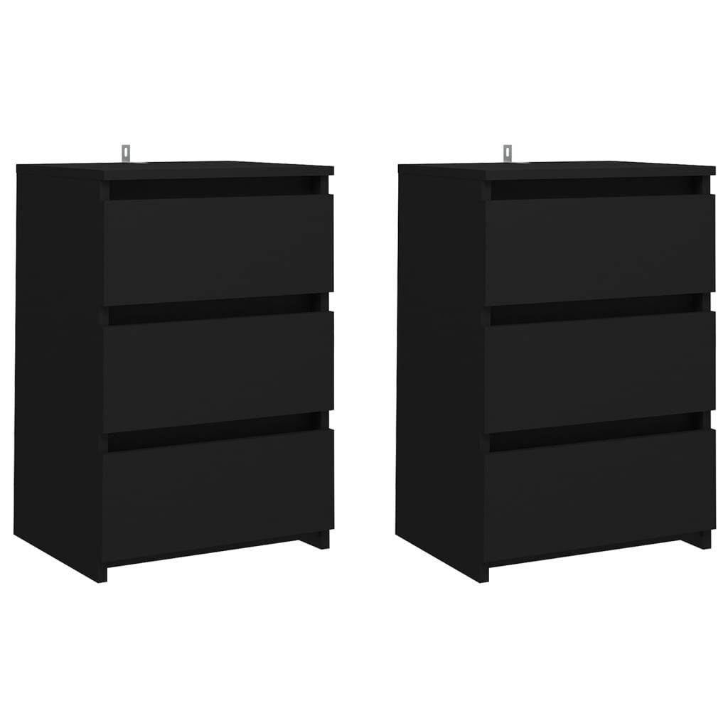 Nachttisch Nachttische 2 Stk. Schwarz 40x35x62,5 cm Holzwerkstoff