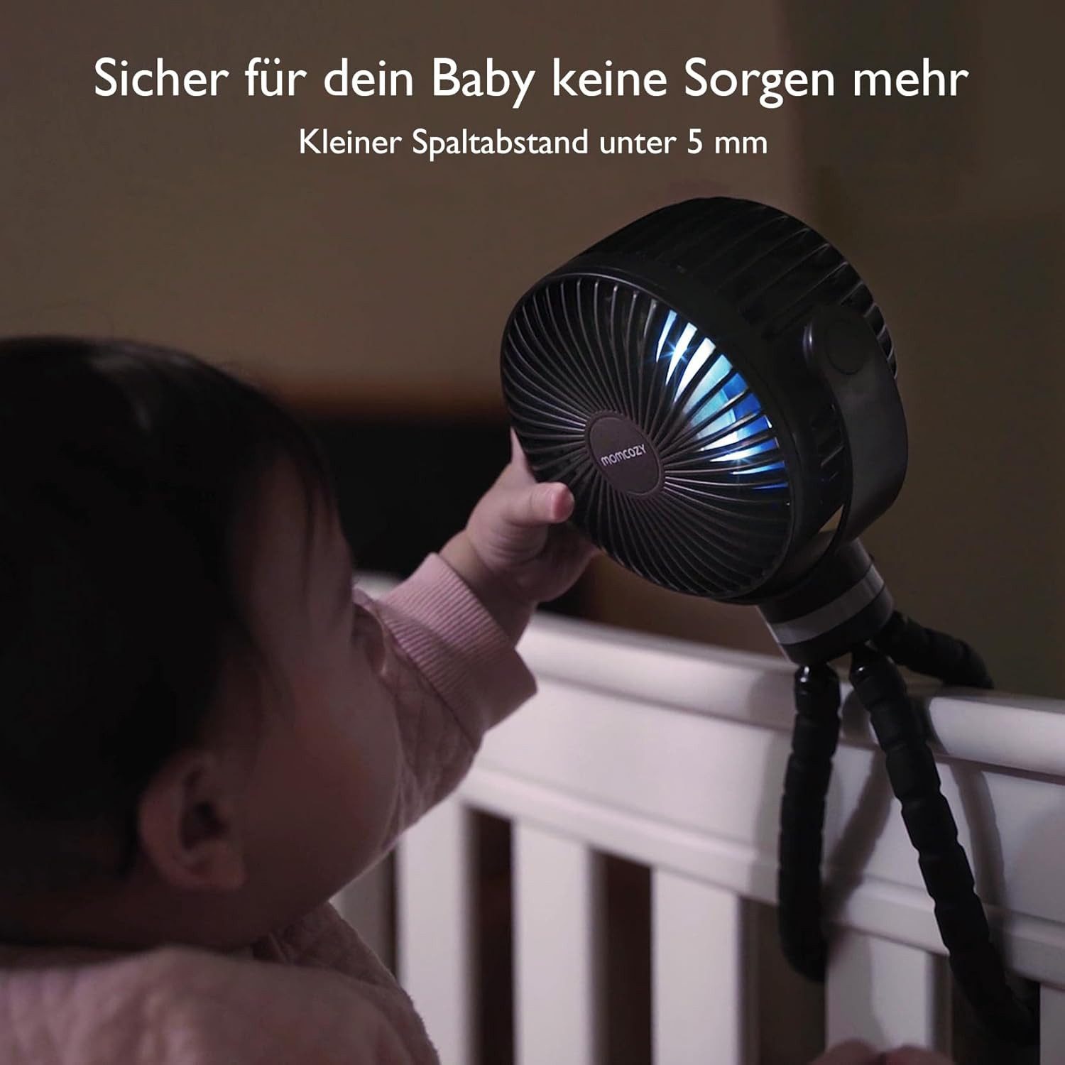 FELIXLEO Tischventilator Momcozy Clip Kinderwagen Ventilator, 8000mAh Akku LED Licht USB Lüfter