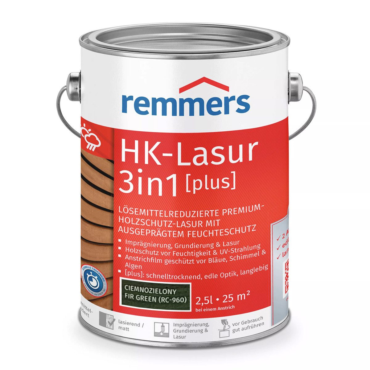 Remmers Holzschutzlasur Remmers HK-Lasur 3in1 Plus 2,5 L Holzschutzlasur