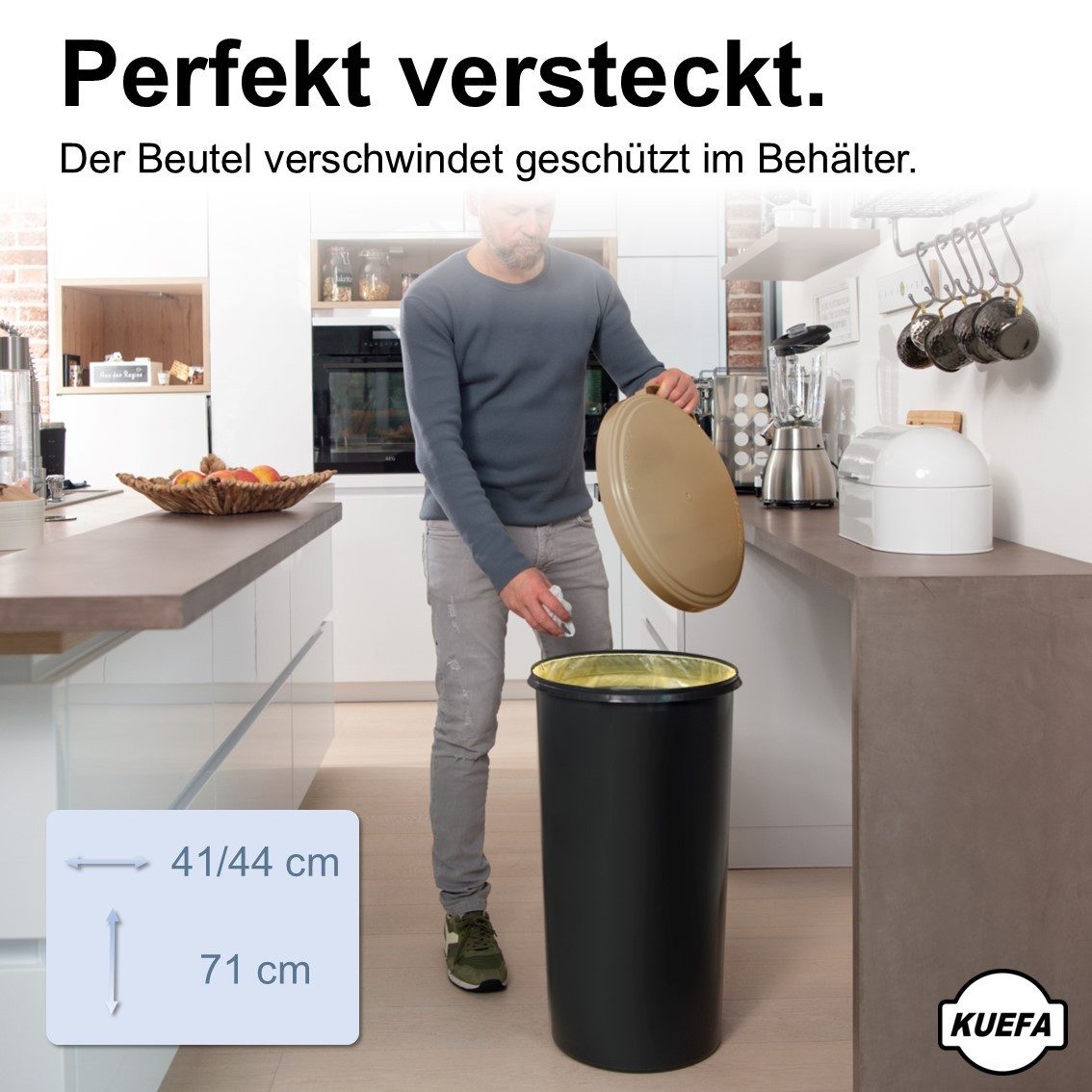 KUEFA Müllsackständer VLC 60L Mülleimer Gelber Sack, inkl. Klemm-Ring, Geruchsdicht – Bild 5 von 5