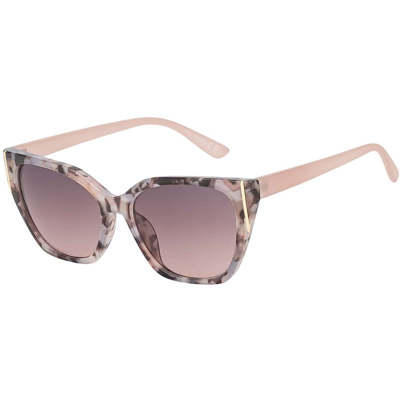 Designer Braun Sonnenbrille Eyewear Hellrosa Damen Rundglas (1-St) mit und Violetten BEZLIT Lila, Linsen Retrosonnenbrille