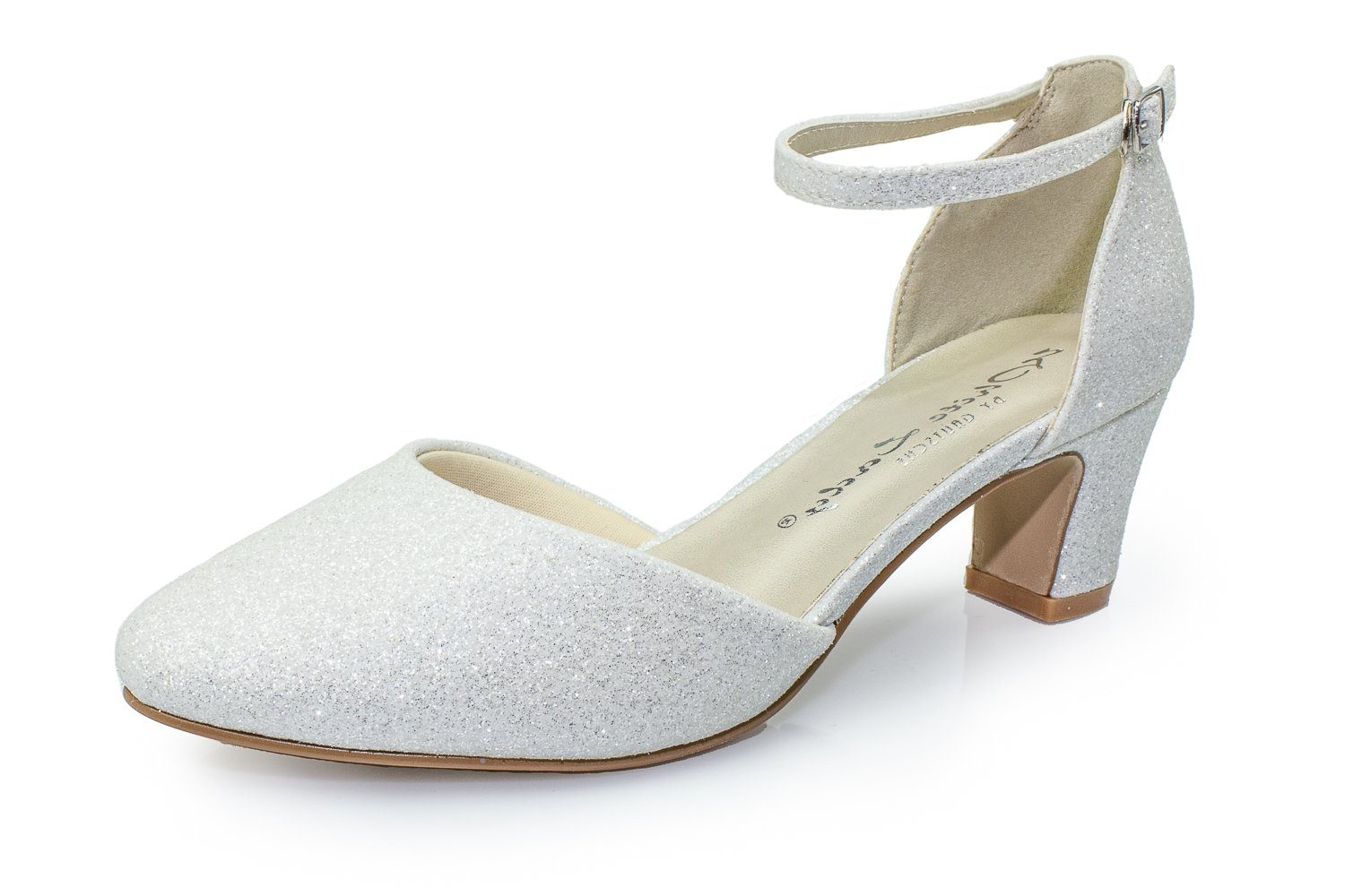 White Lady Glitter Brautschuhe 700 elfenbein Slingpumps