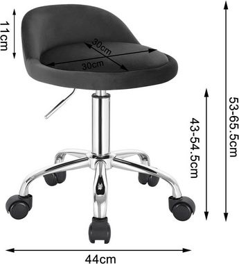 Woltu Bürostuhl, mit Rollen Drehhocker höhenverstellbar Sitzhöhe 43-54,5 cm
