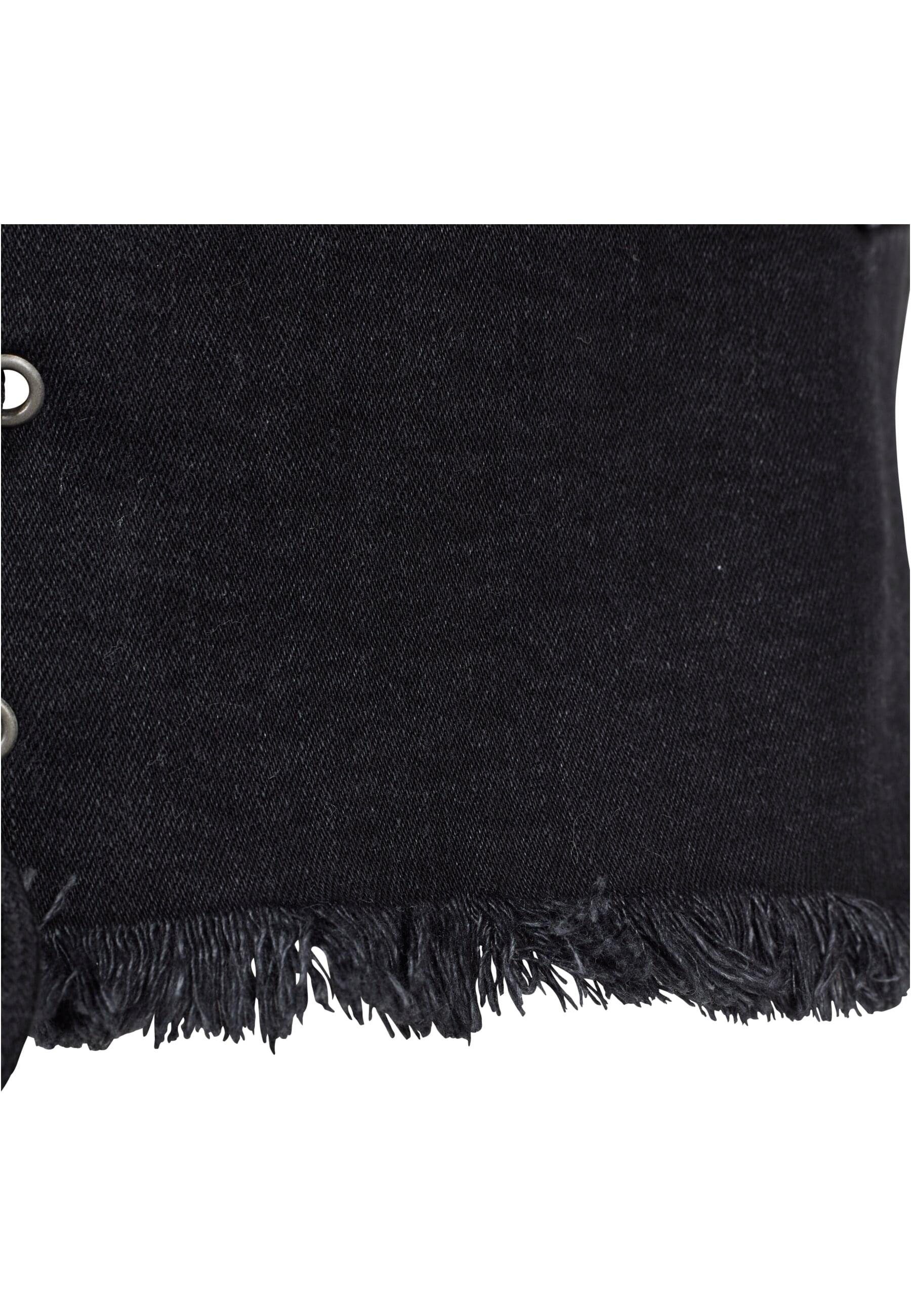 Ladies (1-tlg) Damen URBAN Jerseyrock washed Denim black Skirt Up CLASSICS Lace