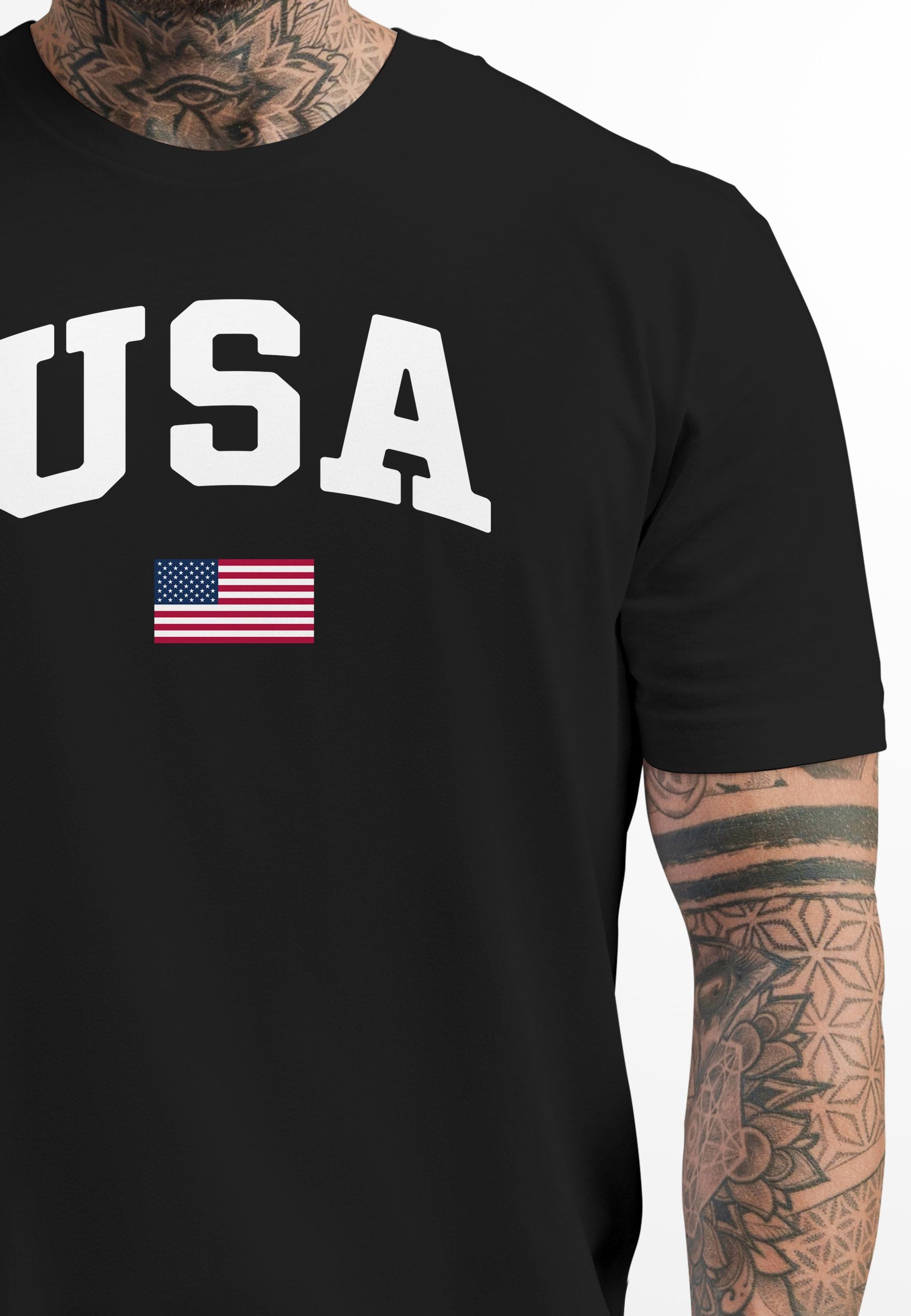 Neverless Print-Shirt Herren T-Shirt USA Schriftzug College Retro US Flagge günstig online kaufen