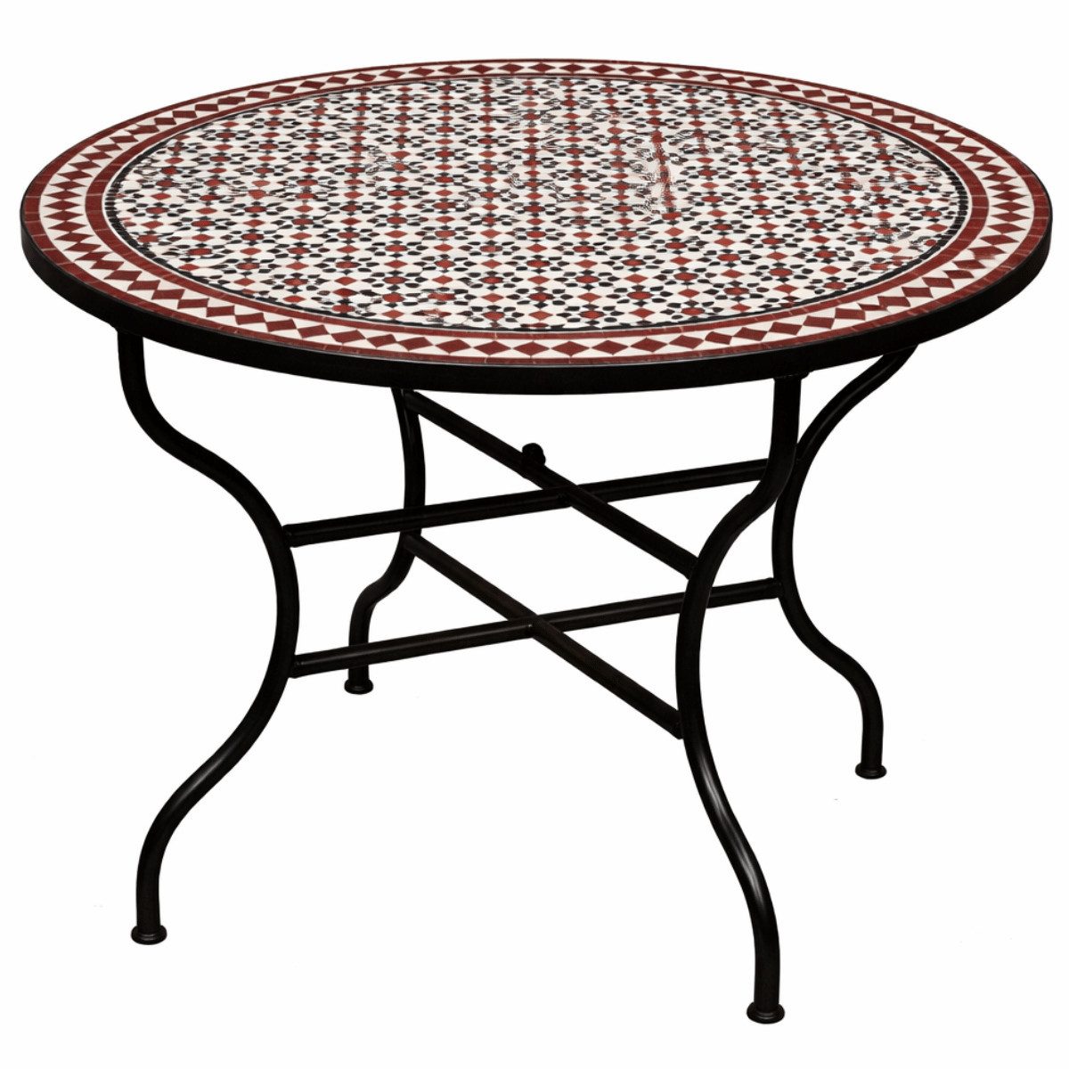 Marrakesch Orient & Mediterran Interior Gartentisch Marokkanischer Mosaiktisch Albaicin 100cm, Handarbeit, Handarbeit
