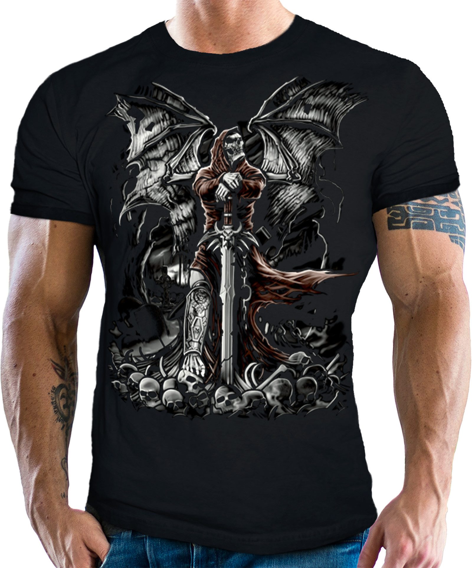 LOBO NEGRO® T-Shirt für Occult Gothic Dark Fans: Gravestone Angel